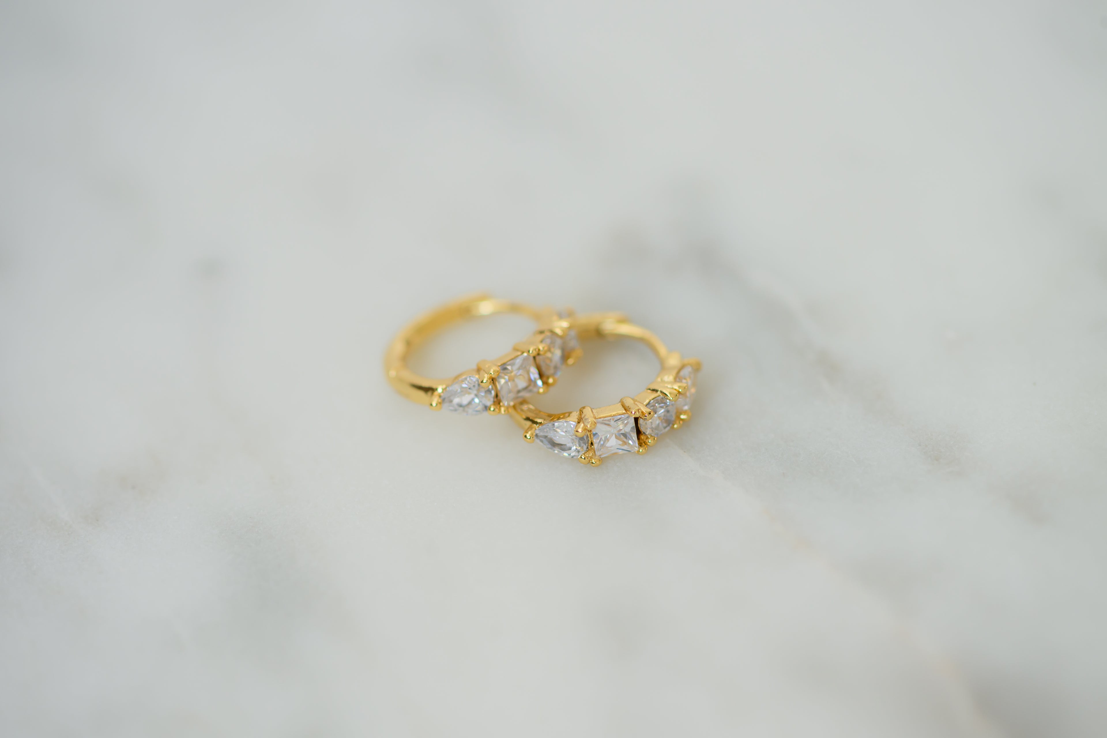 Teardrop and Marquise CZ Hoop Earrings