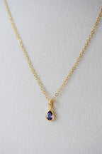Birthstone Necklace - Teardrop Bezel Stone