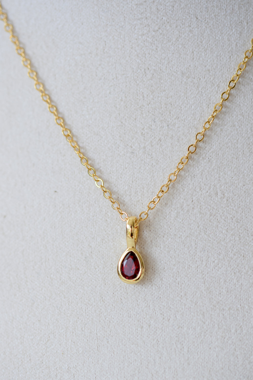 Birthstone Necklace - Teardrop Bezel Stone