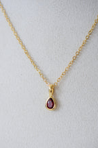 Birthstone Necklace - Teardrop Bezel Stone