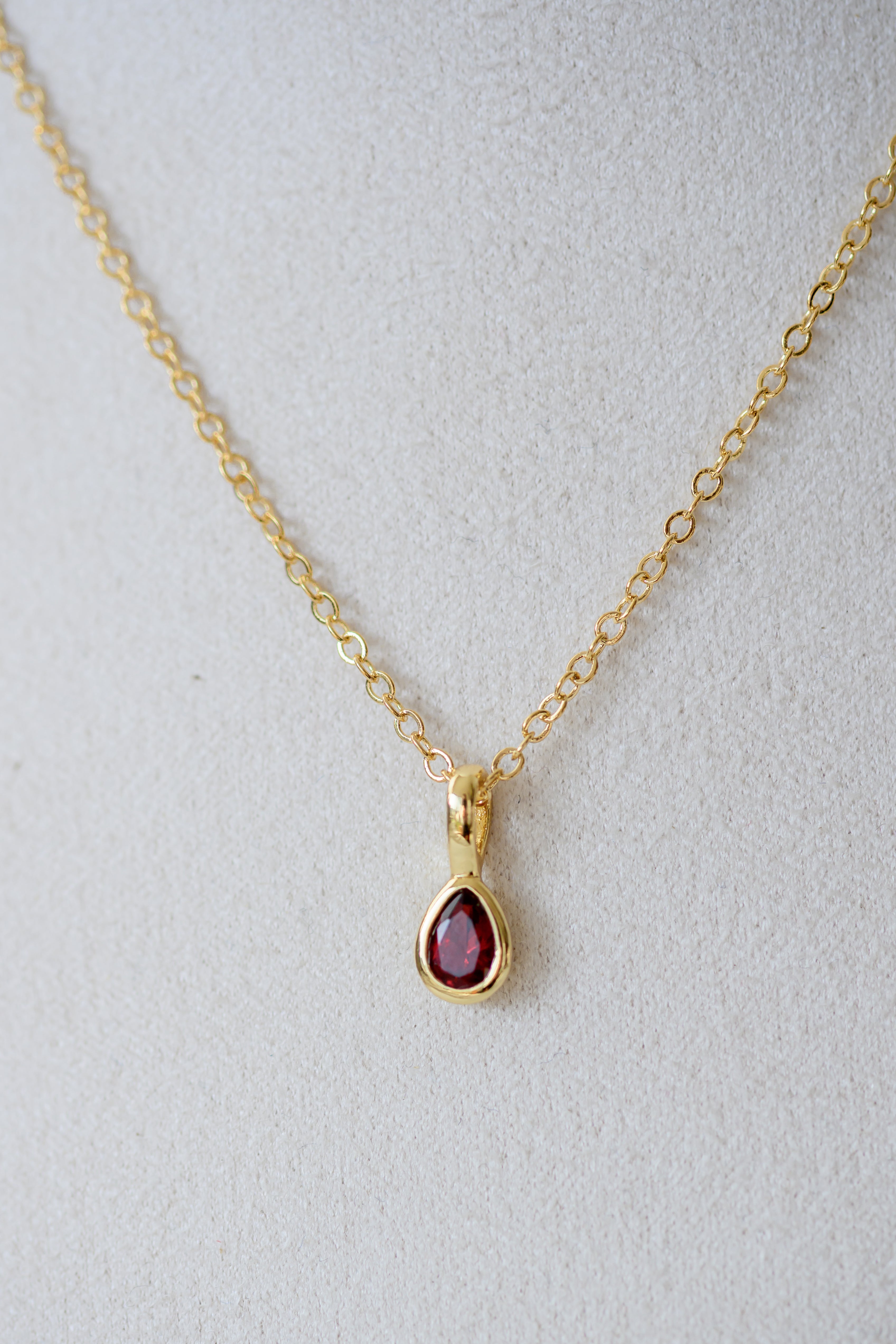 Birthstone Necklace - Teardrop Bezel Stone