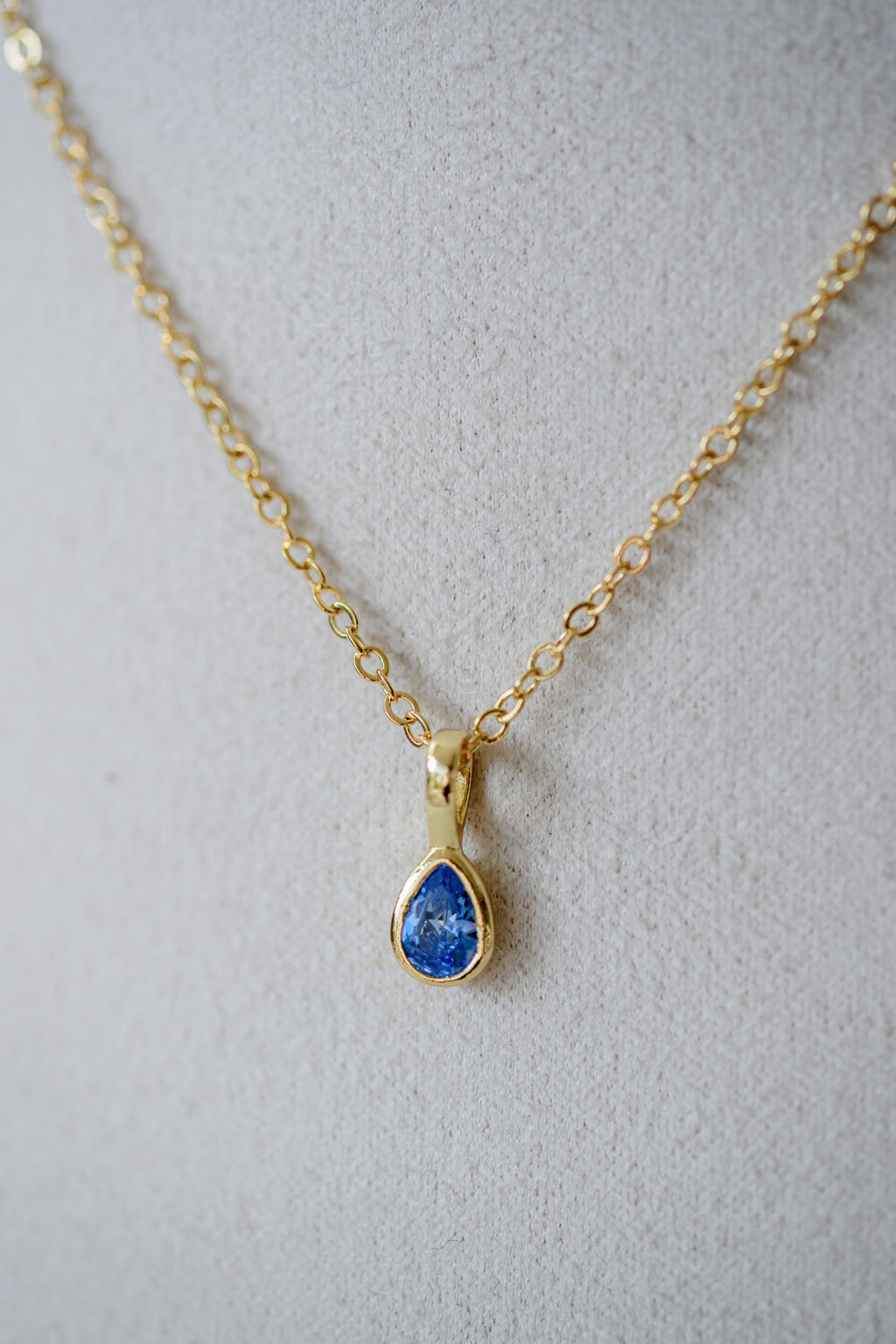Birthstone Necklace - Teardrop Bezel Stone