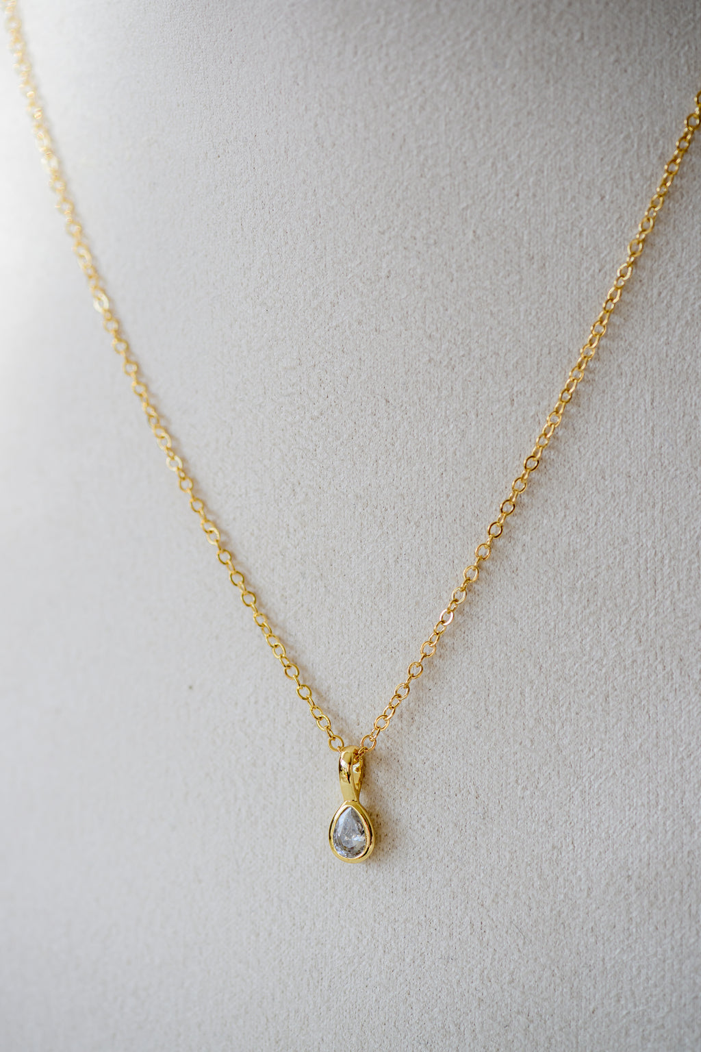 Birthstone Necklace - Teardrop Bezel Stone