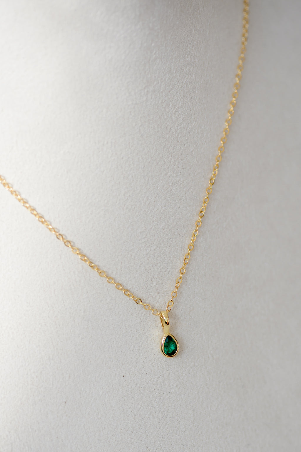 Birthstone Necklace - Teardrop Bezel Stone