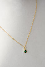 Birthstone Necklace - Teardrop Bezel Stone