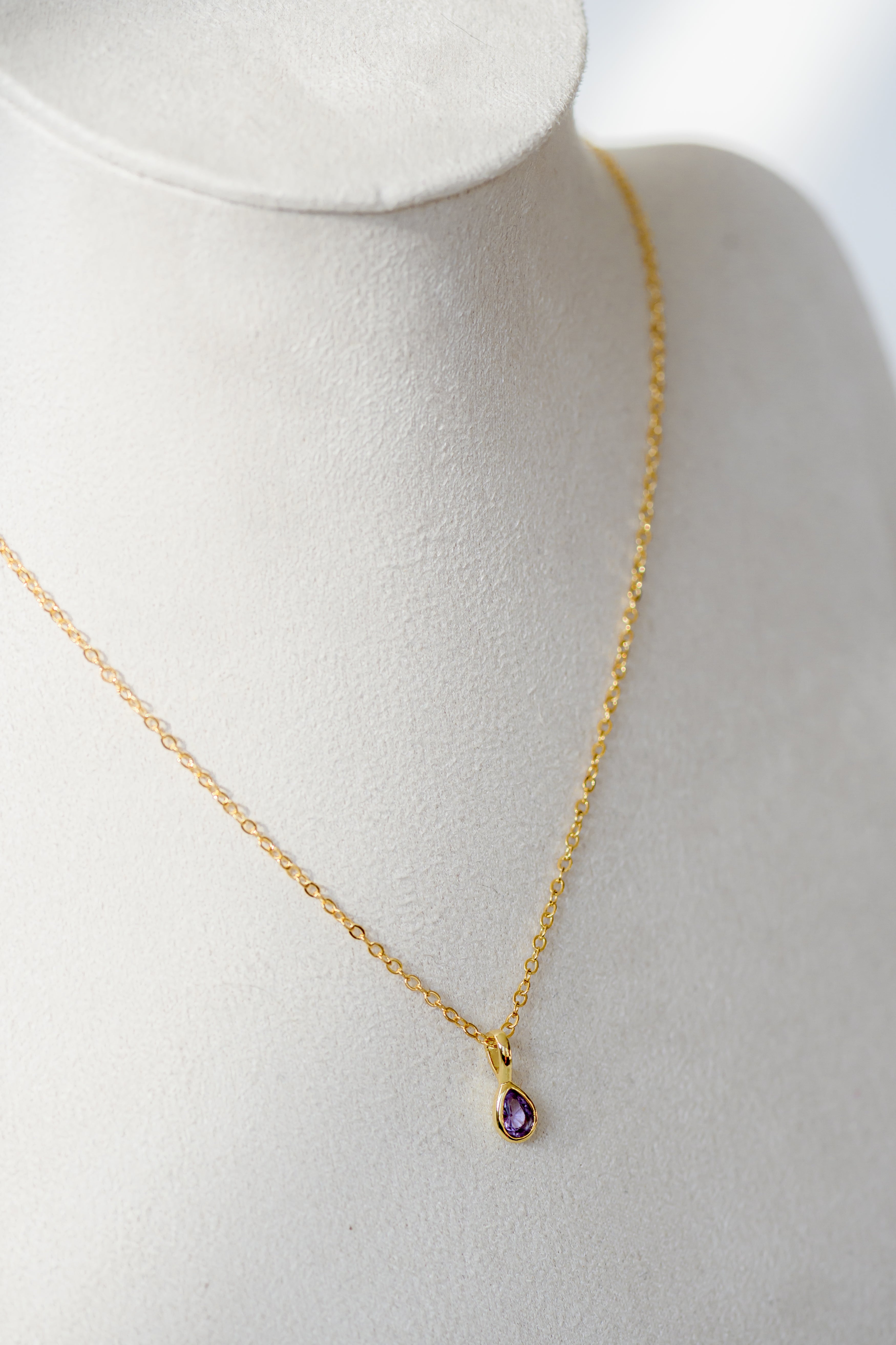 Birthstone Necklace - Teardrop Bezel Stone