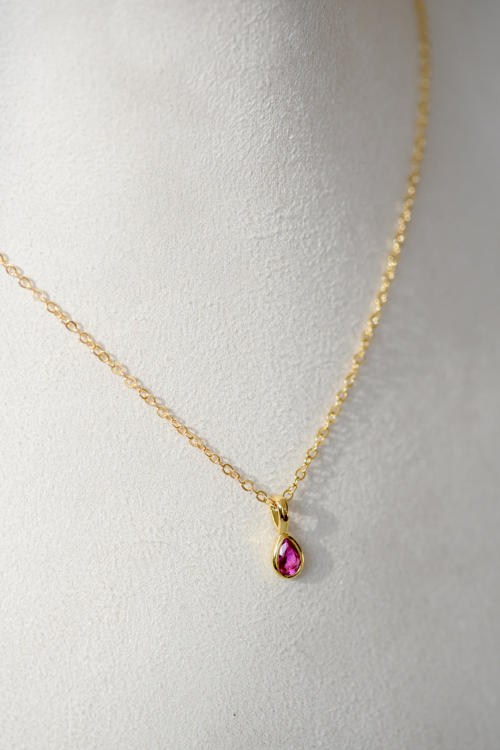 Birthstone Necklace - Teardrop Bezel Stone