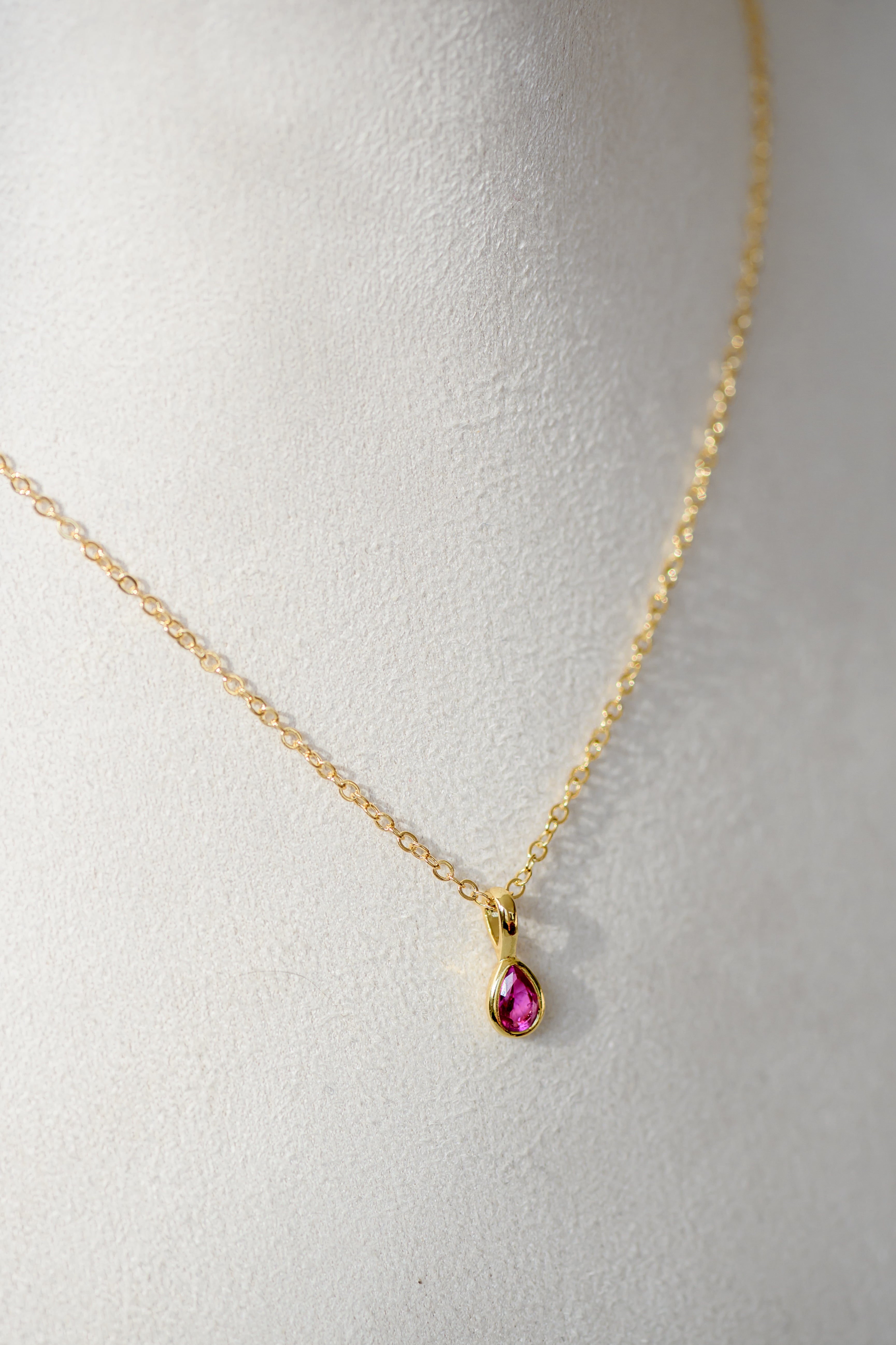 Birthstone Necklace - Teardrop Bezel Stone