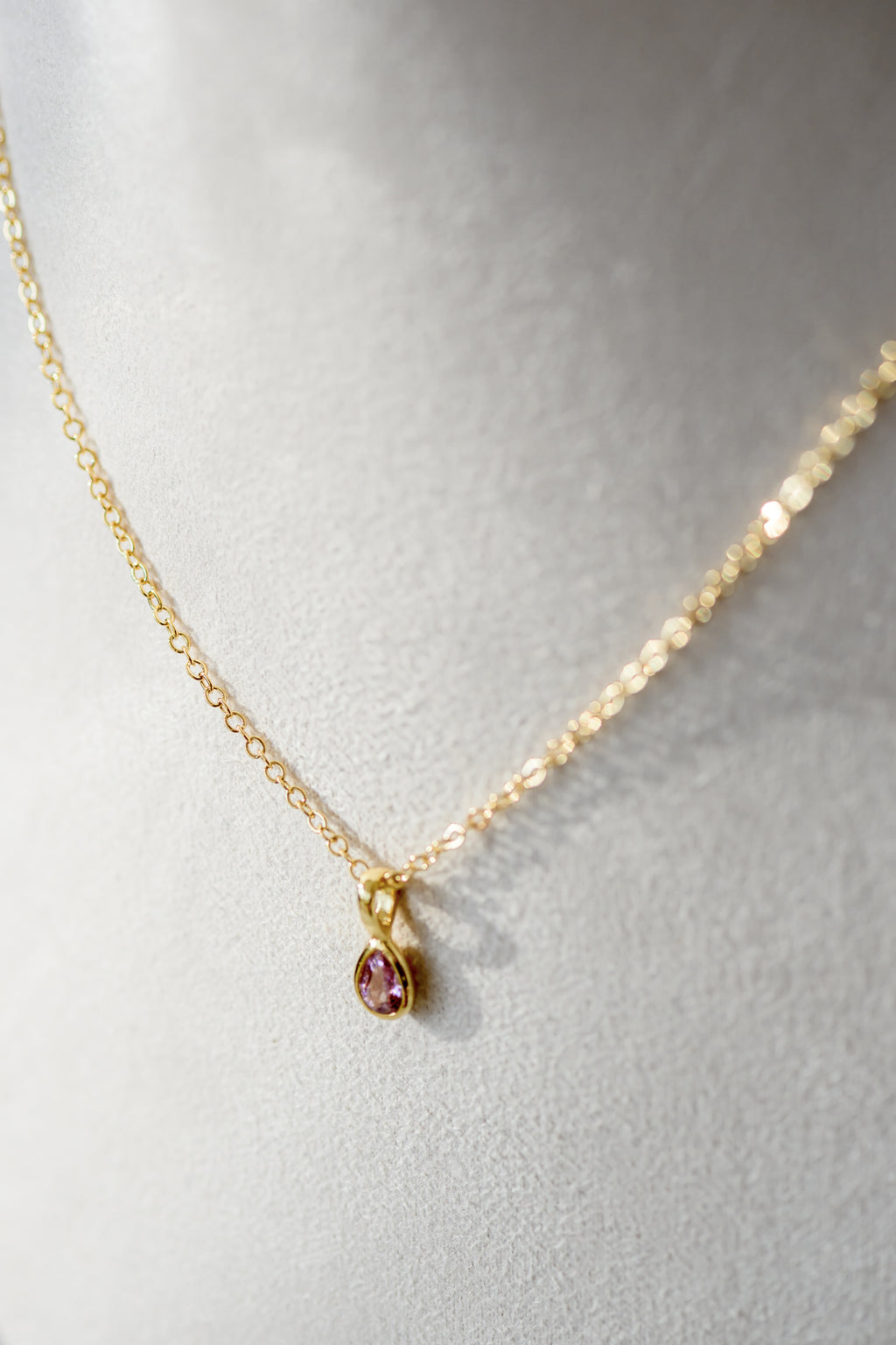 Birthstone Necklace - Teardrop Bezel Stone