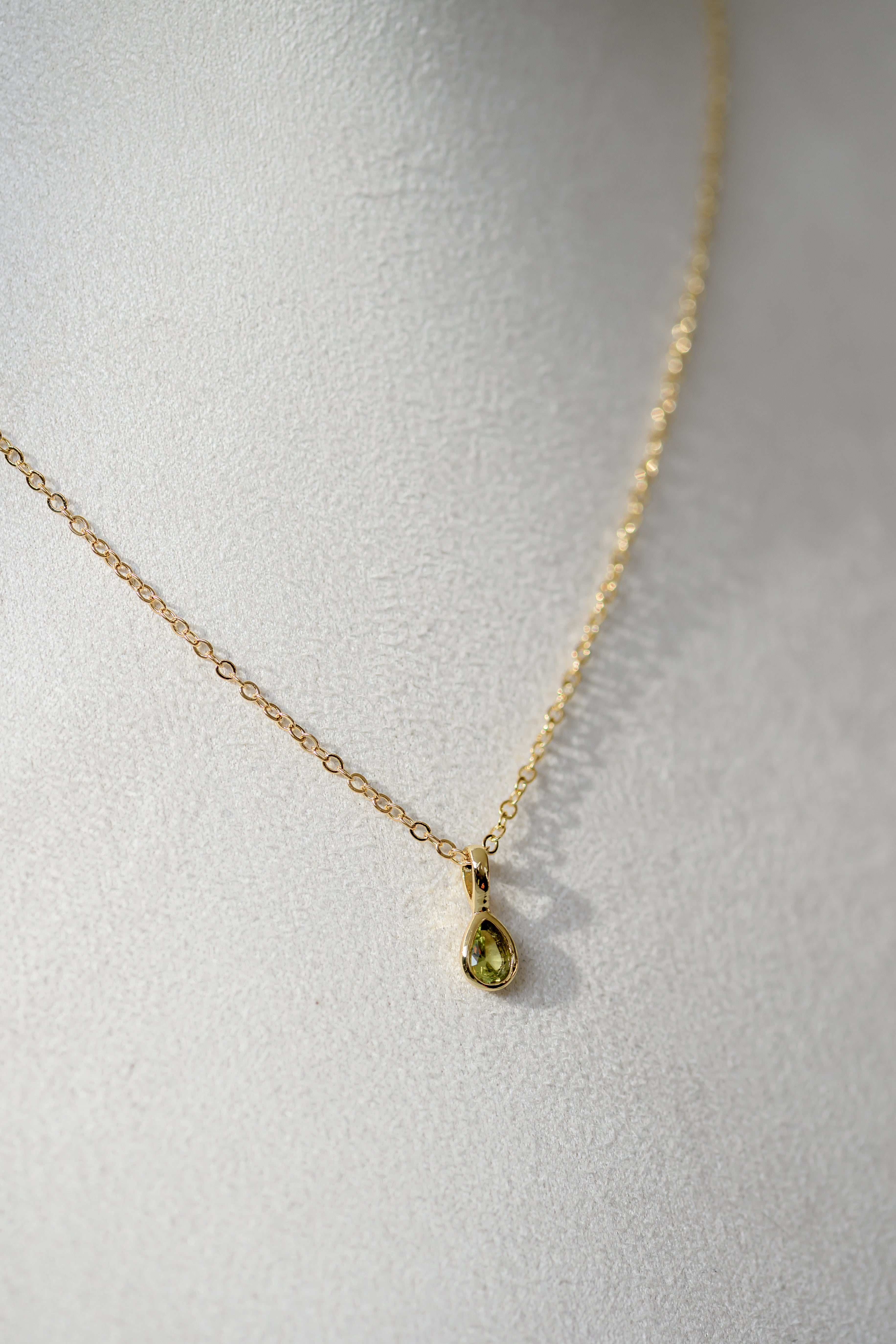 Birthstone Necklace - Teardrop Bezel Stone