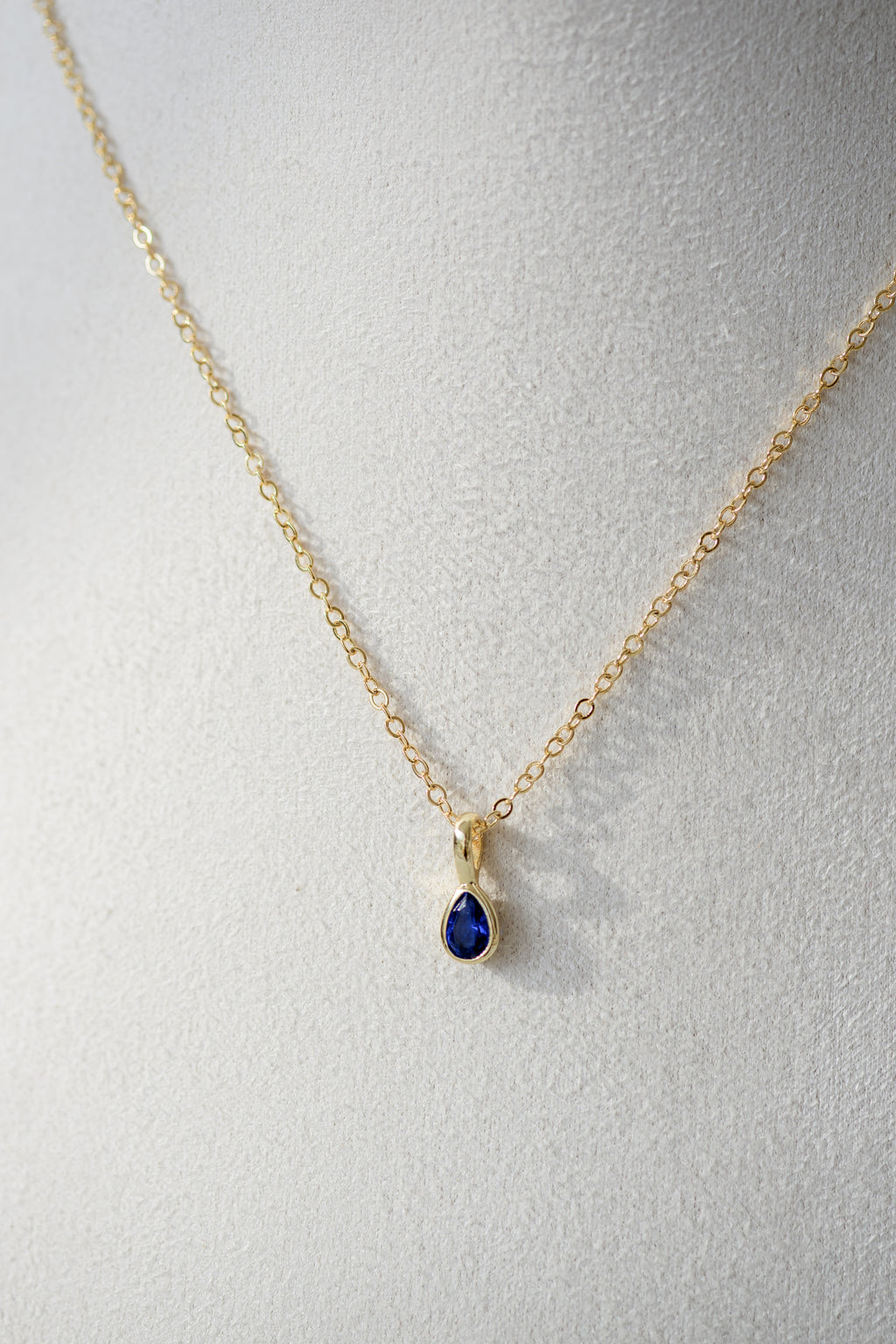 Birthstone Necklace - Teardrop Bezel Stone