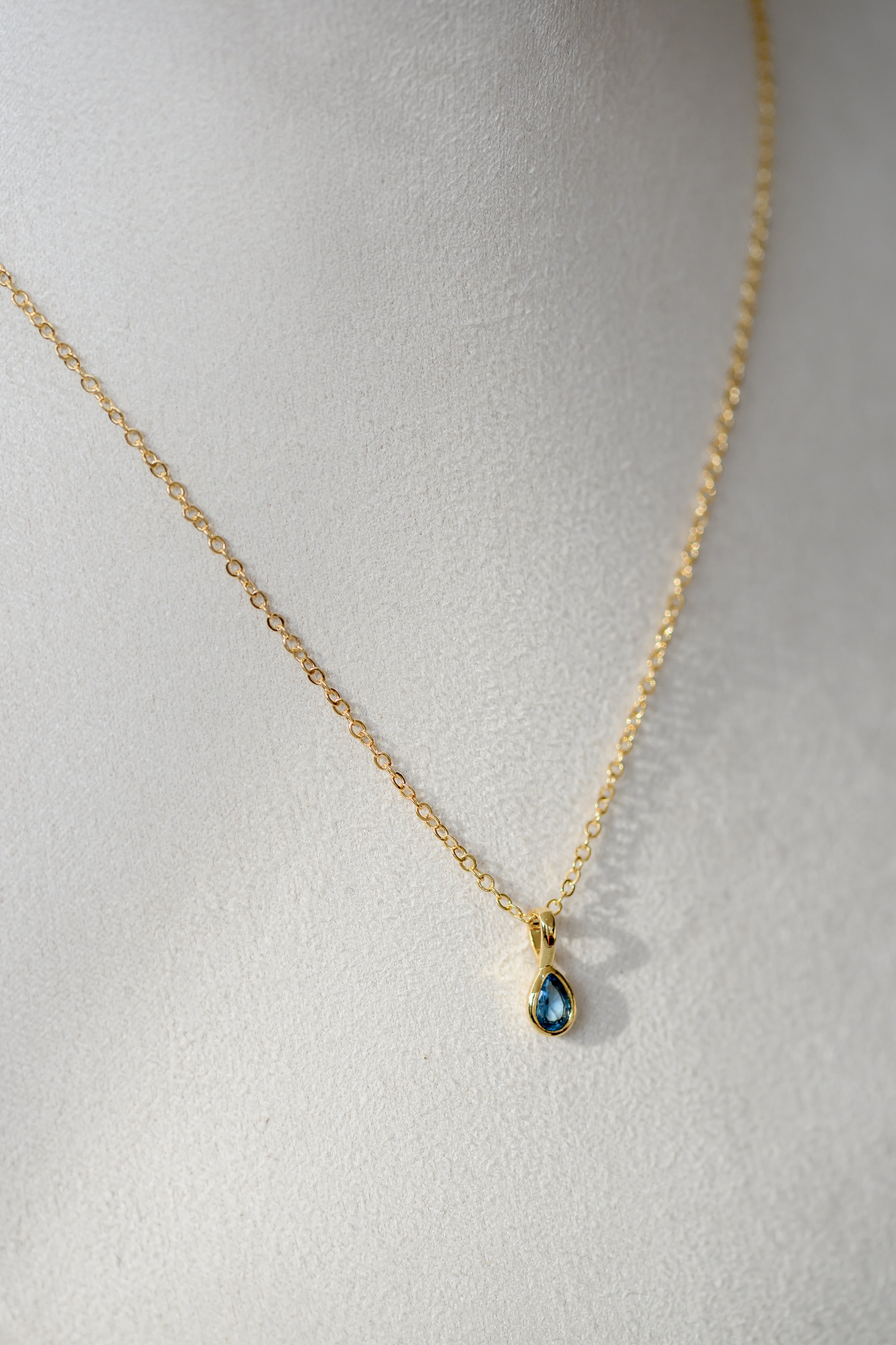 Birthstone Necklace - Teardrop Bezel Stone