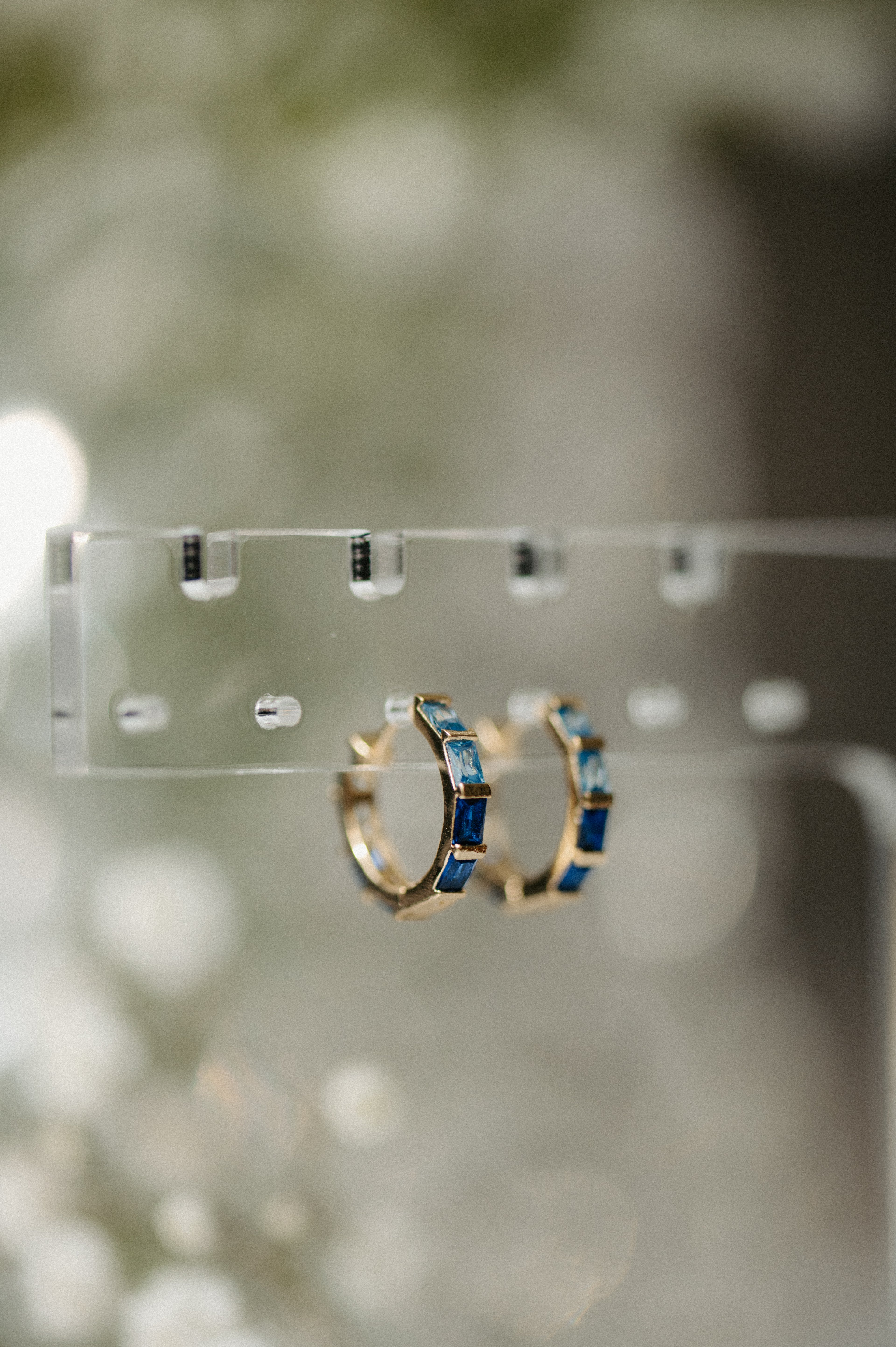 Blue Ombre CZ Huggie Earrings