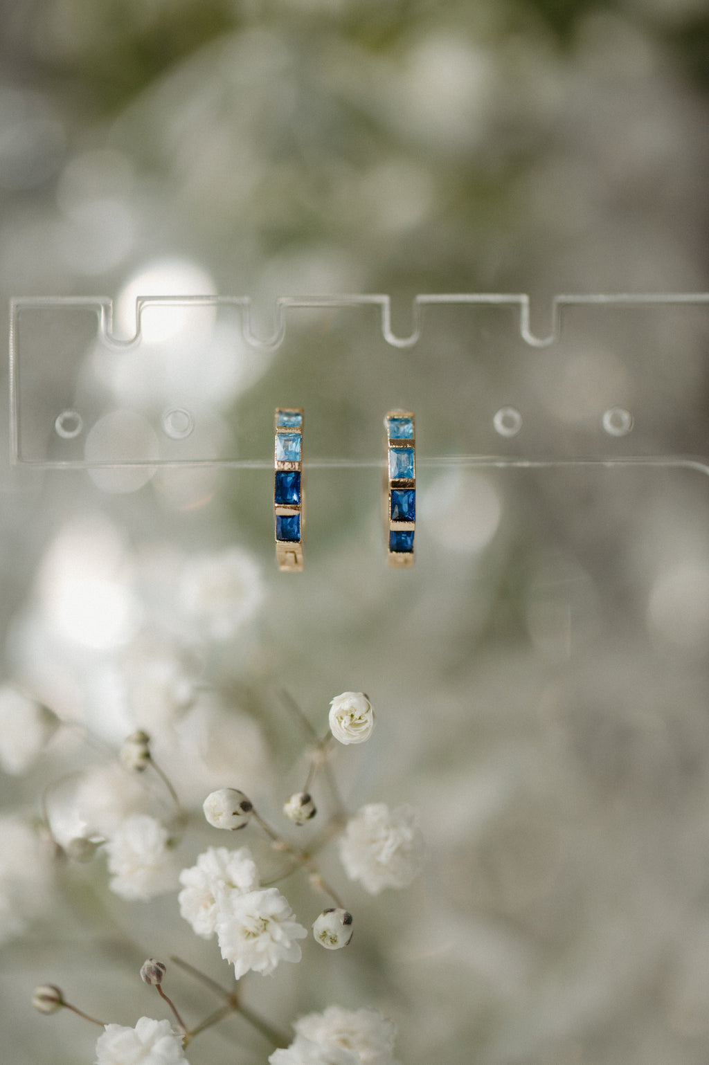 Blue Ombre CZ Huggie Earrings