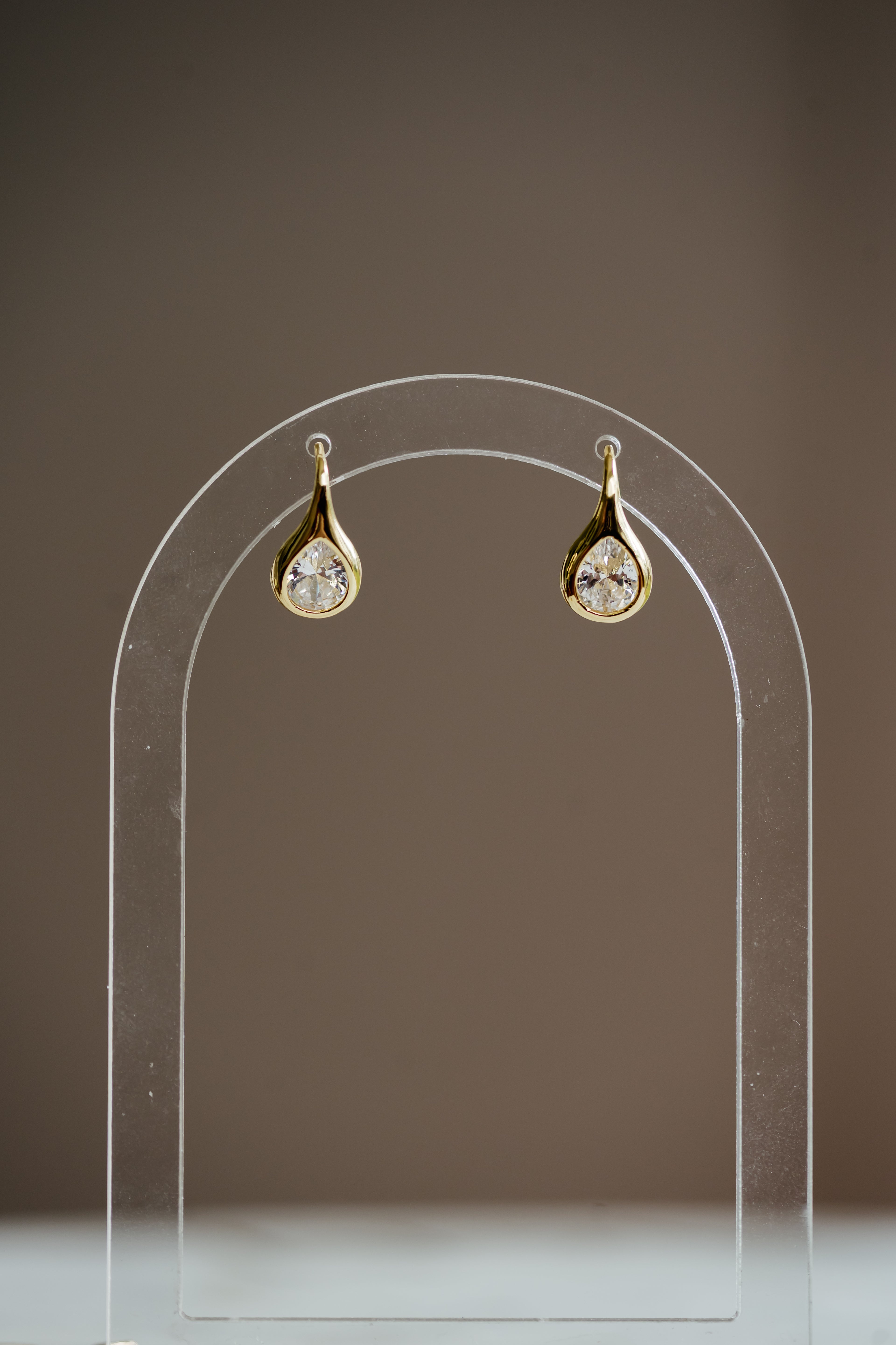 Teardrop Bezel Drop Earrings