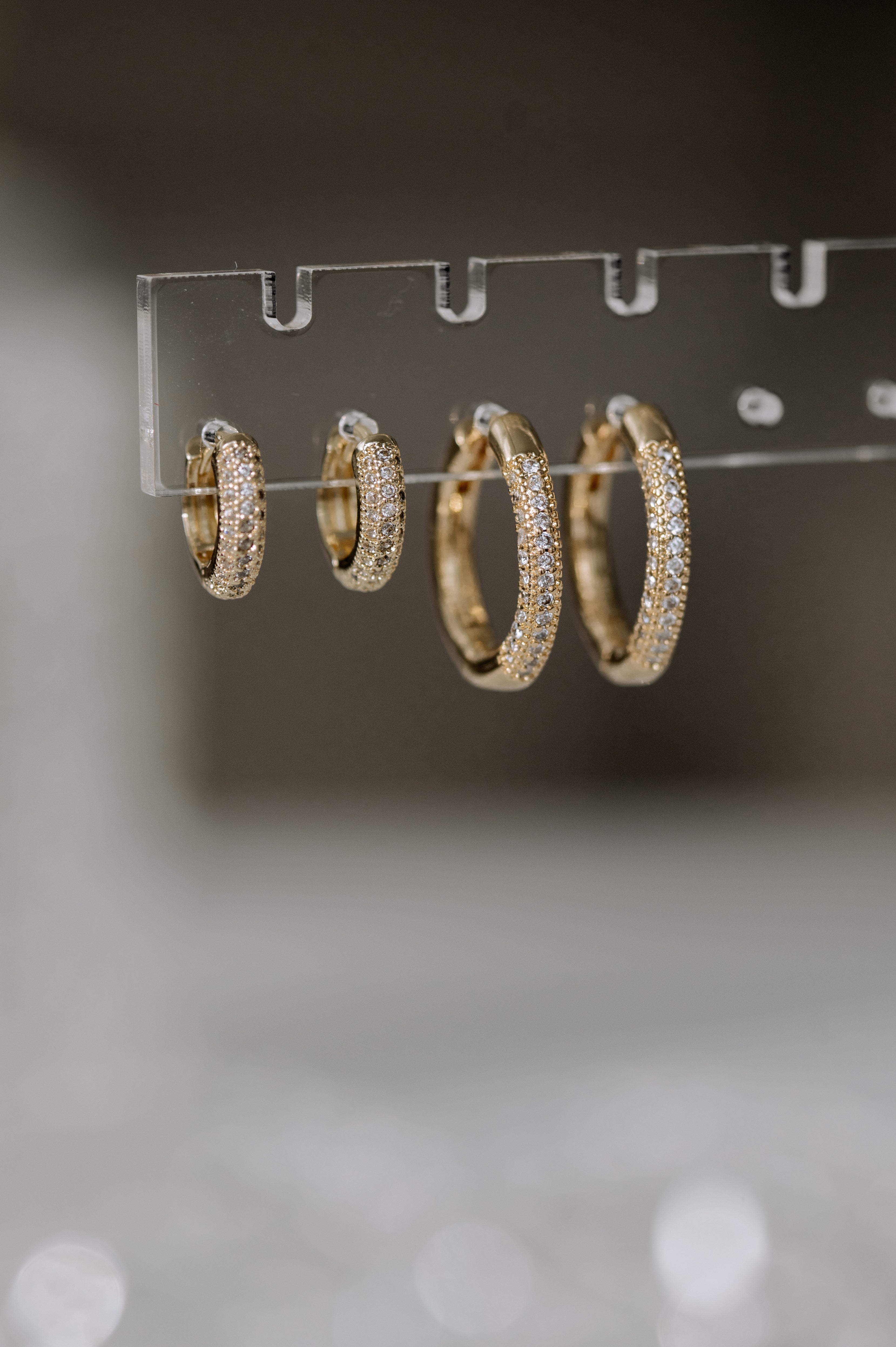 Classic crushed CZ studded huggie hoops