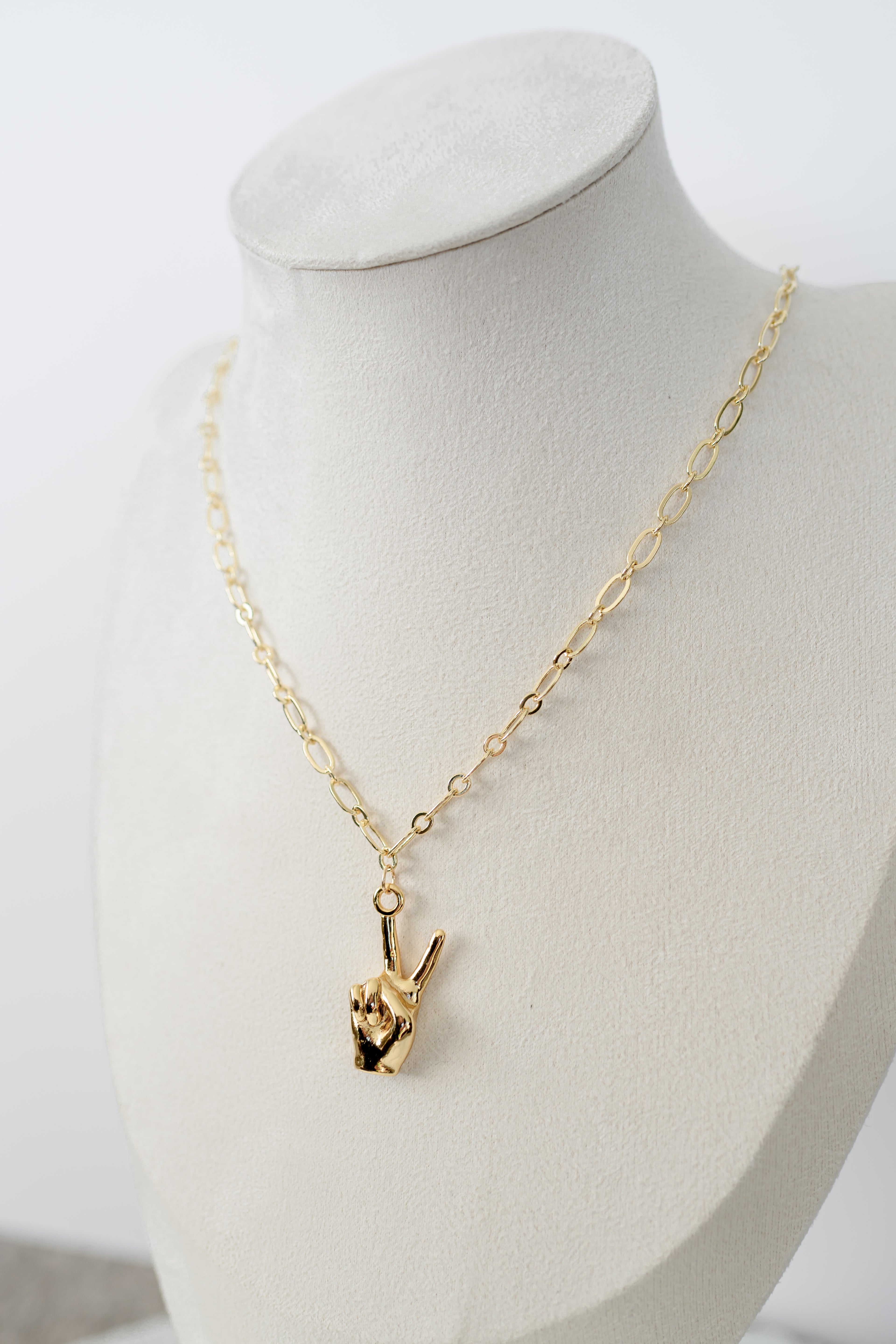 Peace Sign Necklace - Long Chunky Chain