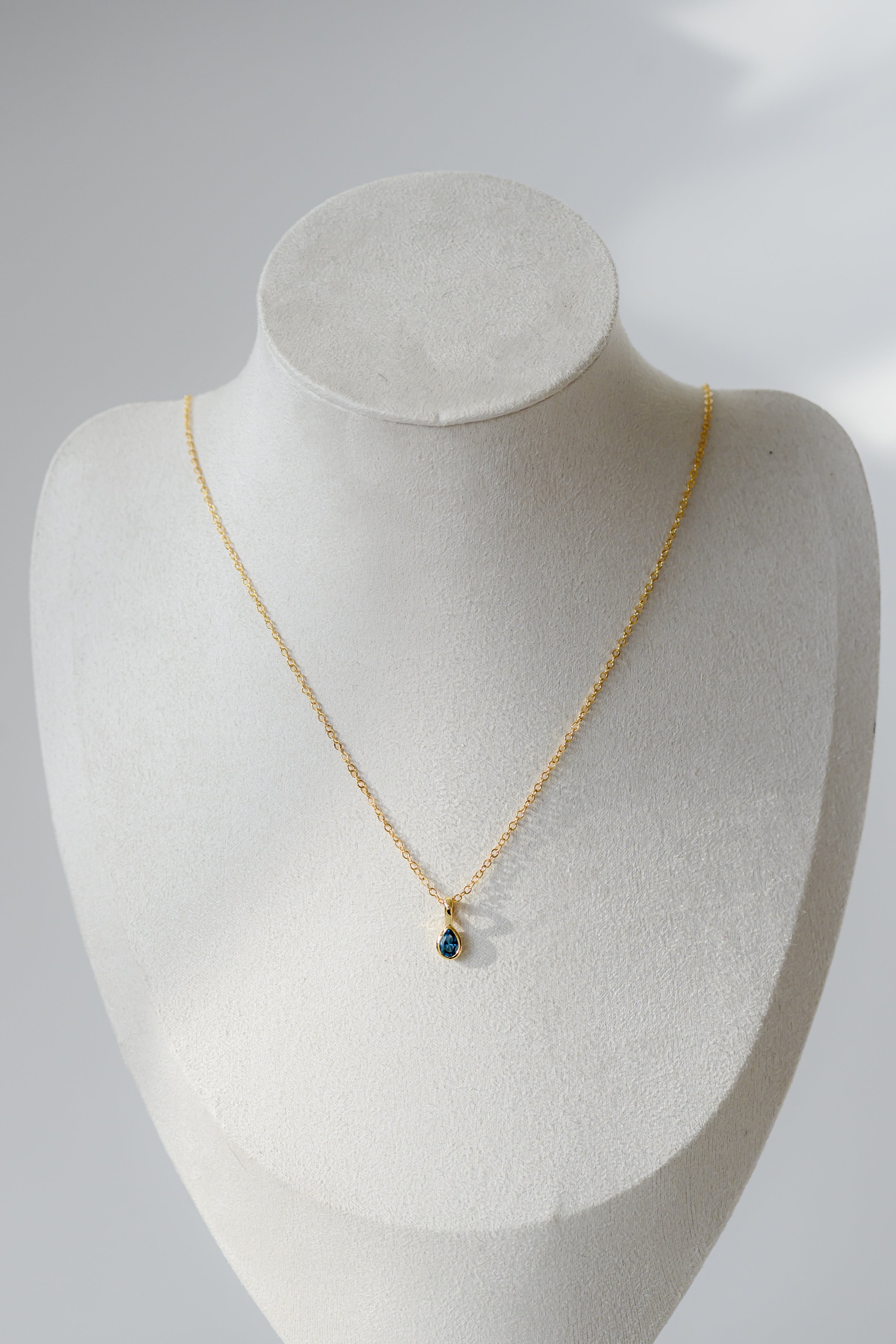 Birthstone Necklace - Teardrop Bezel Stone