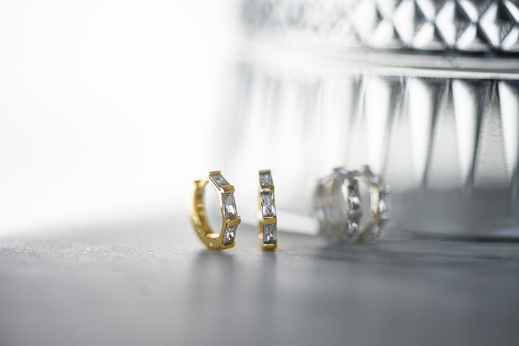 Bagette CZ Hoop Earrings