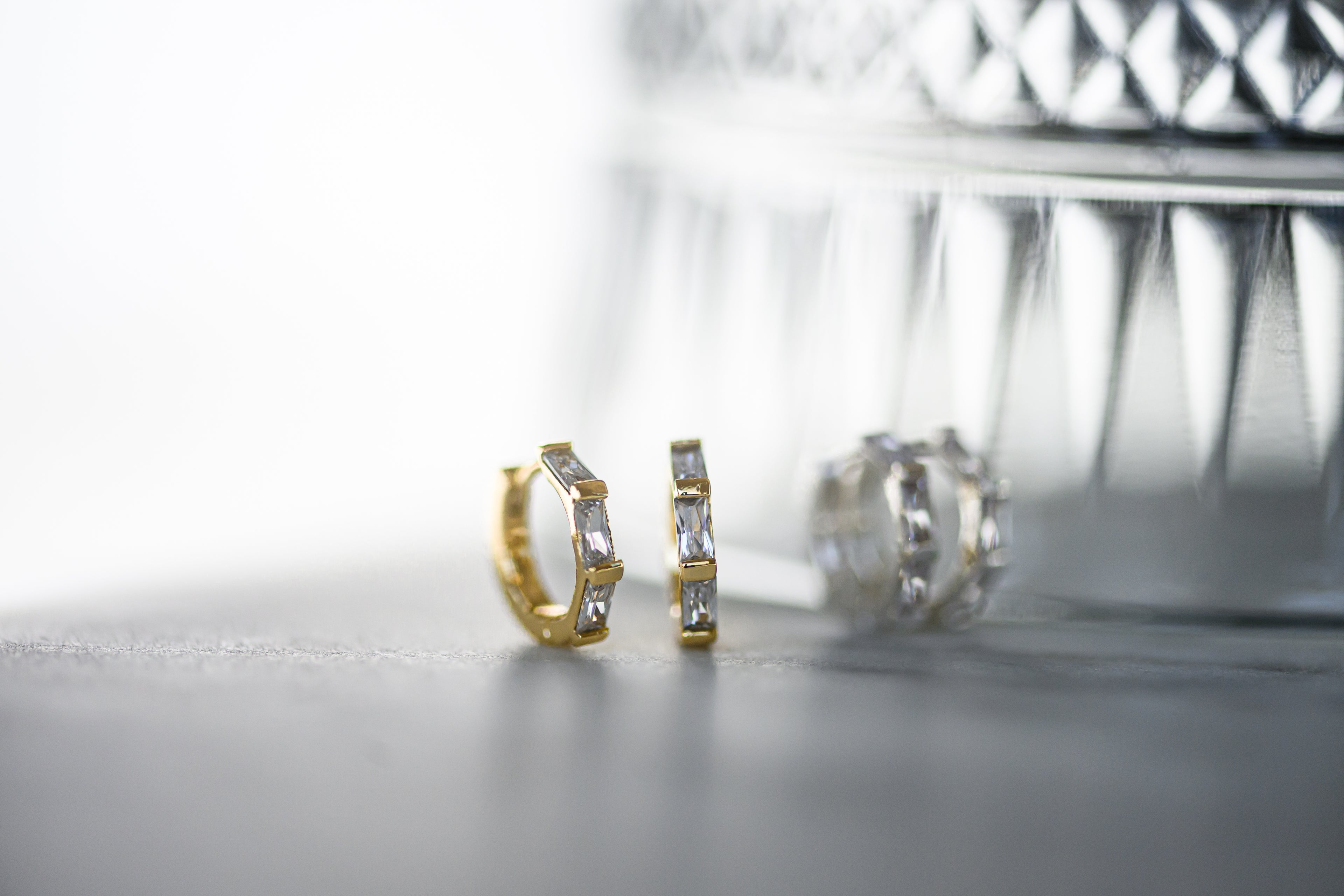 Bagette CZ Hoop Earrings