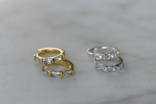 Baguette CZ Hoop Earrings