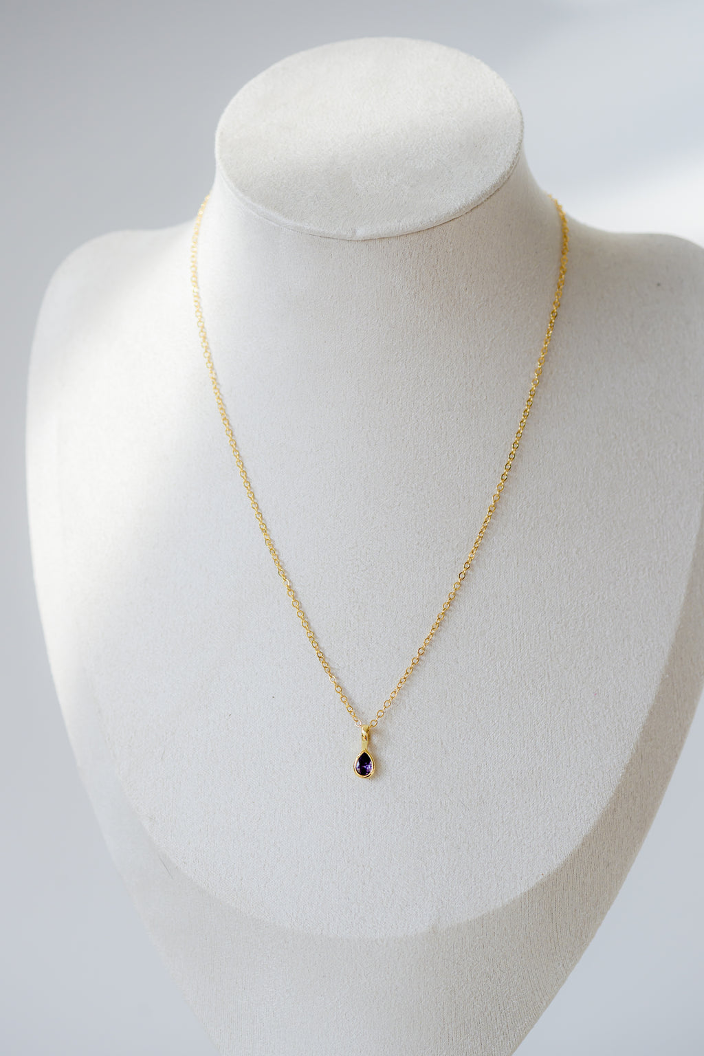Birthstone Necklace - Teardrop Bezel Stone