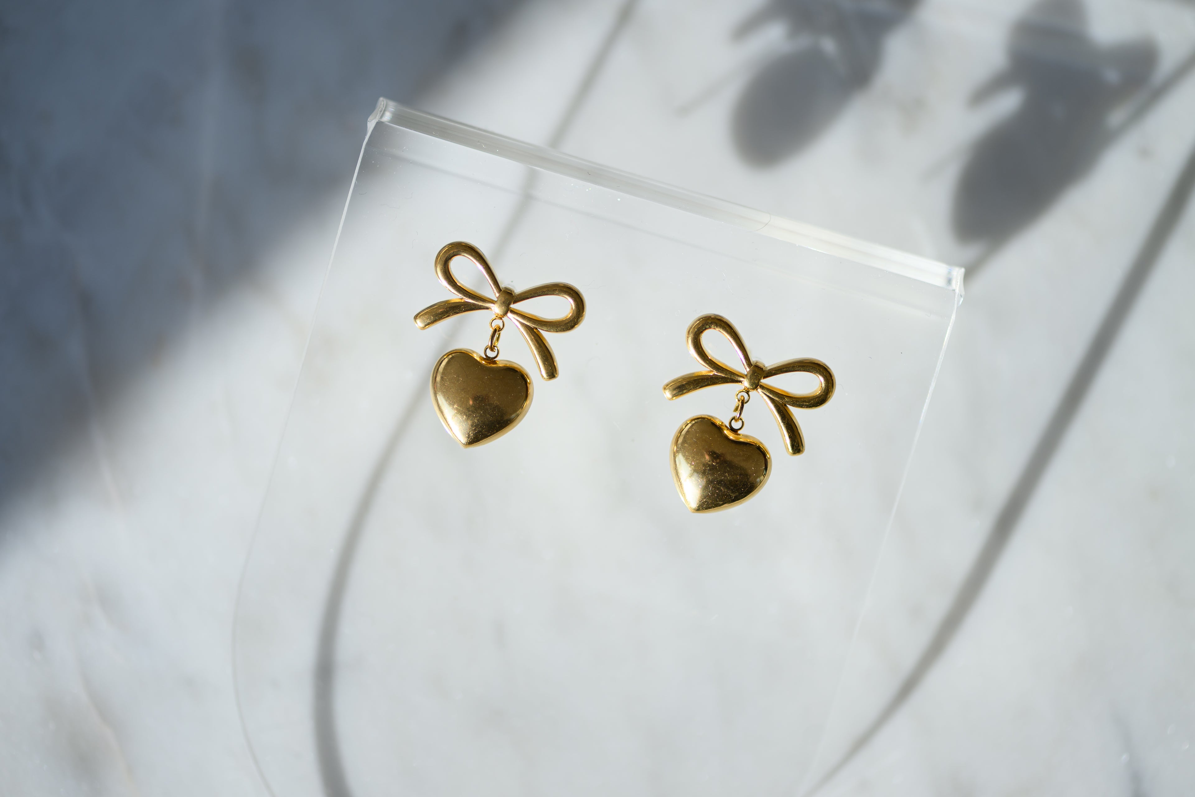 Bow + Heart Earrings