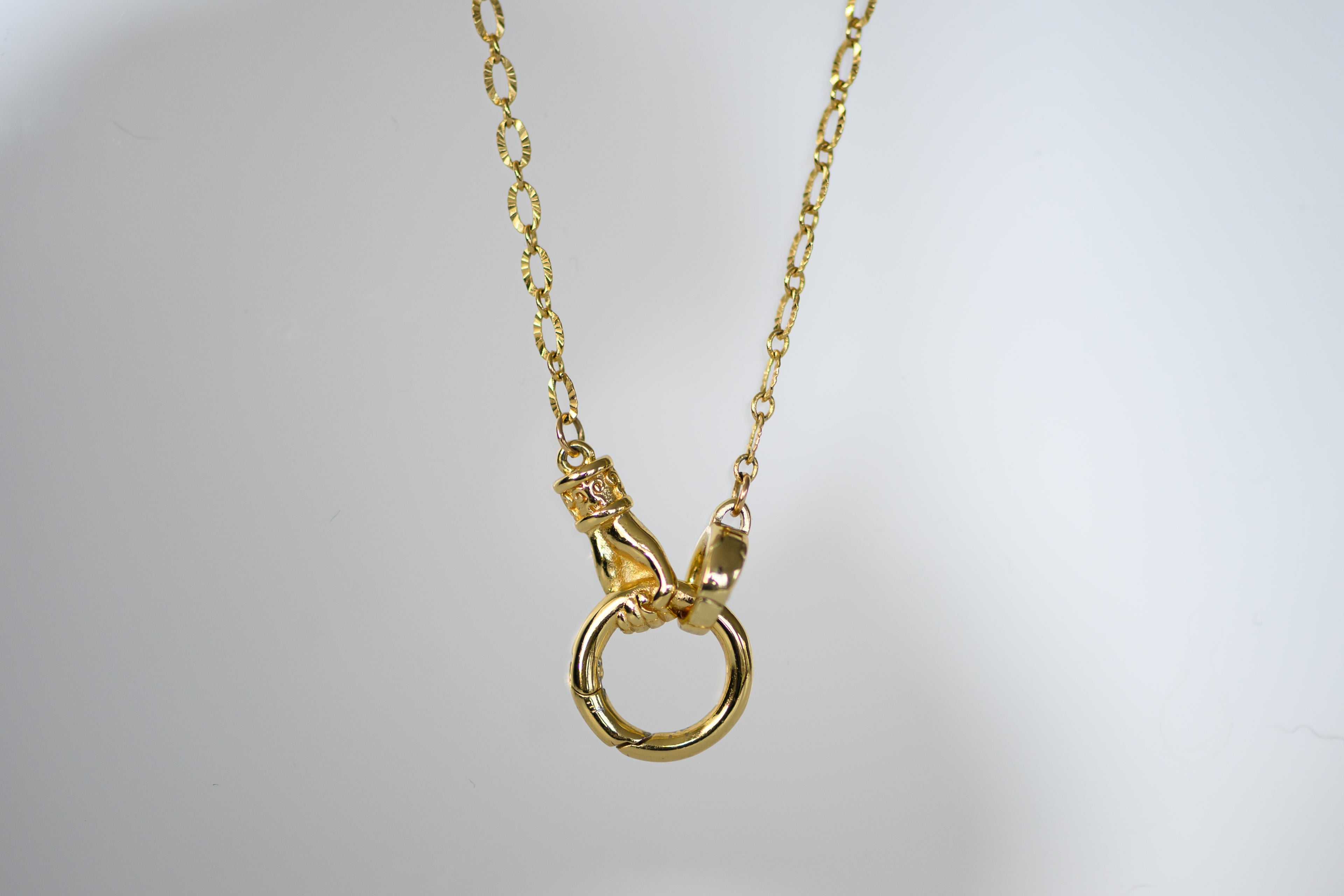 Hand Holding Circle Necklace