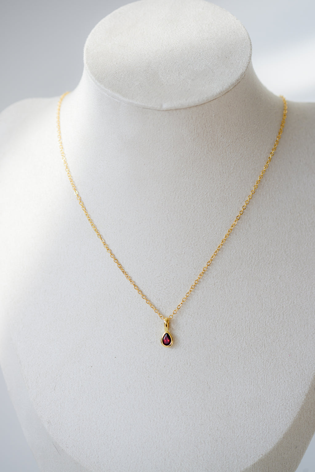 Birthstone Necklace - Teardrop Bezel Stone