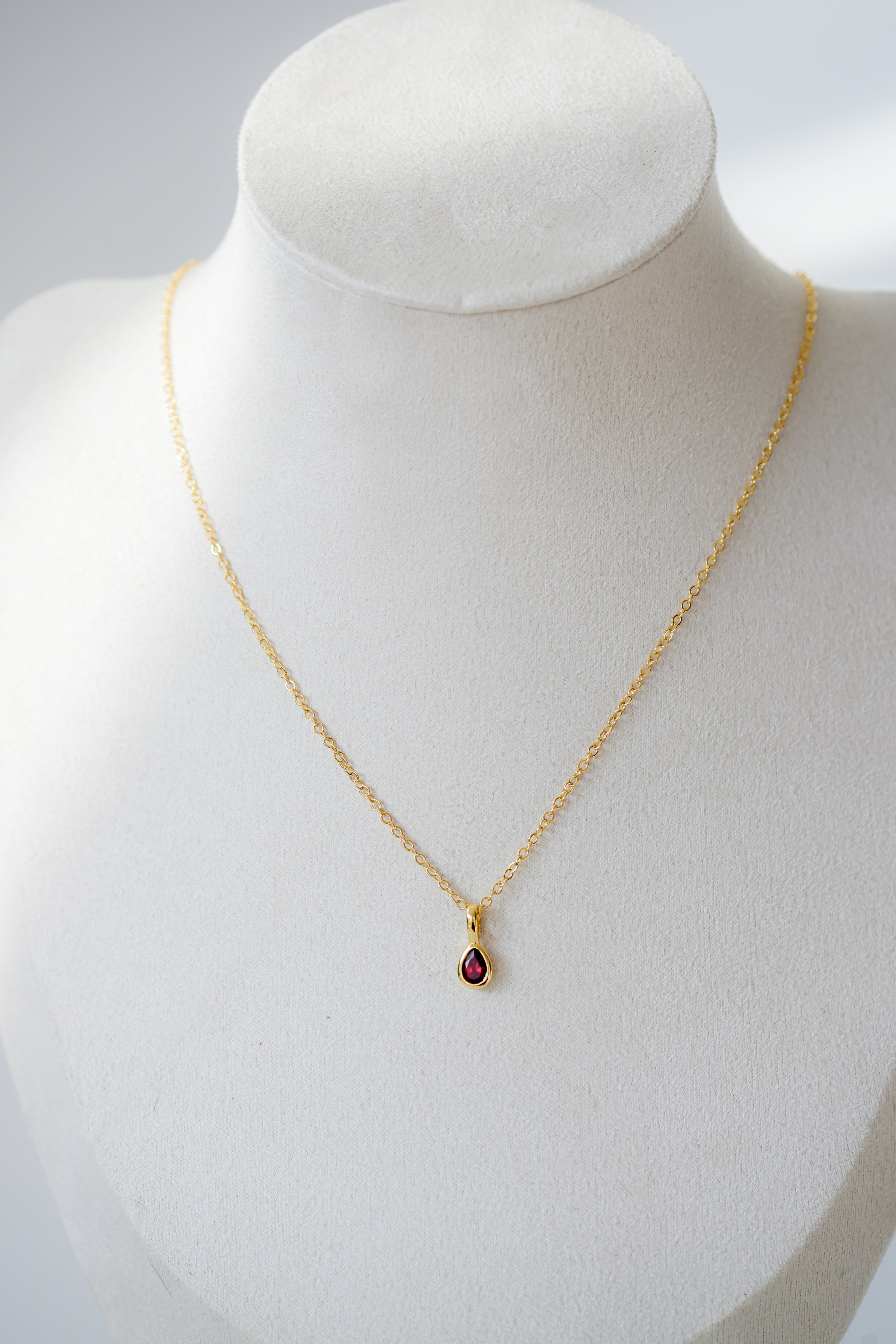 Birthstone Necklace - Teardrop Bezel Stone
