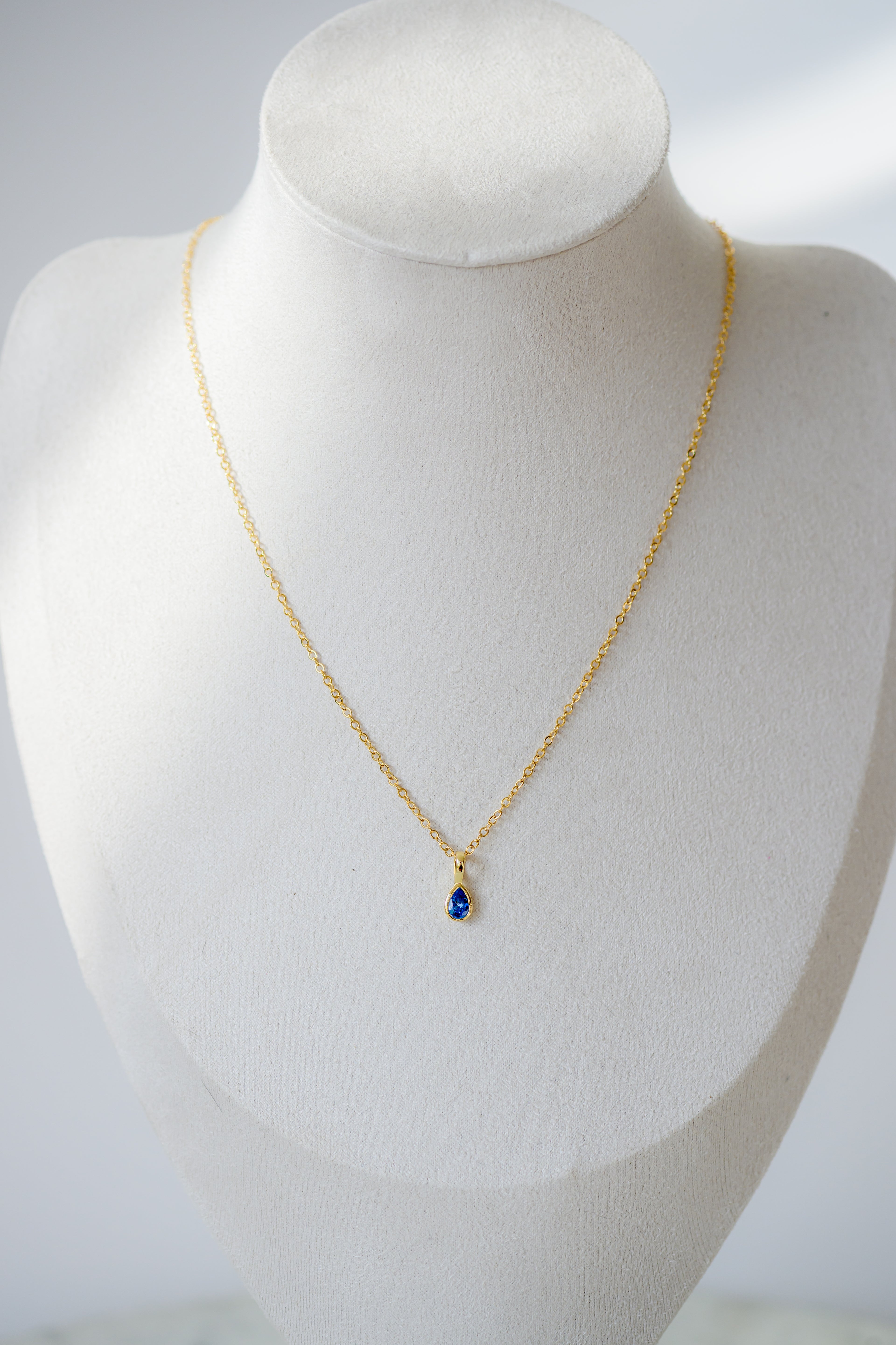 Birthstone Necklace - Teardrop Bezel Stone
