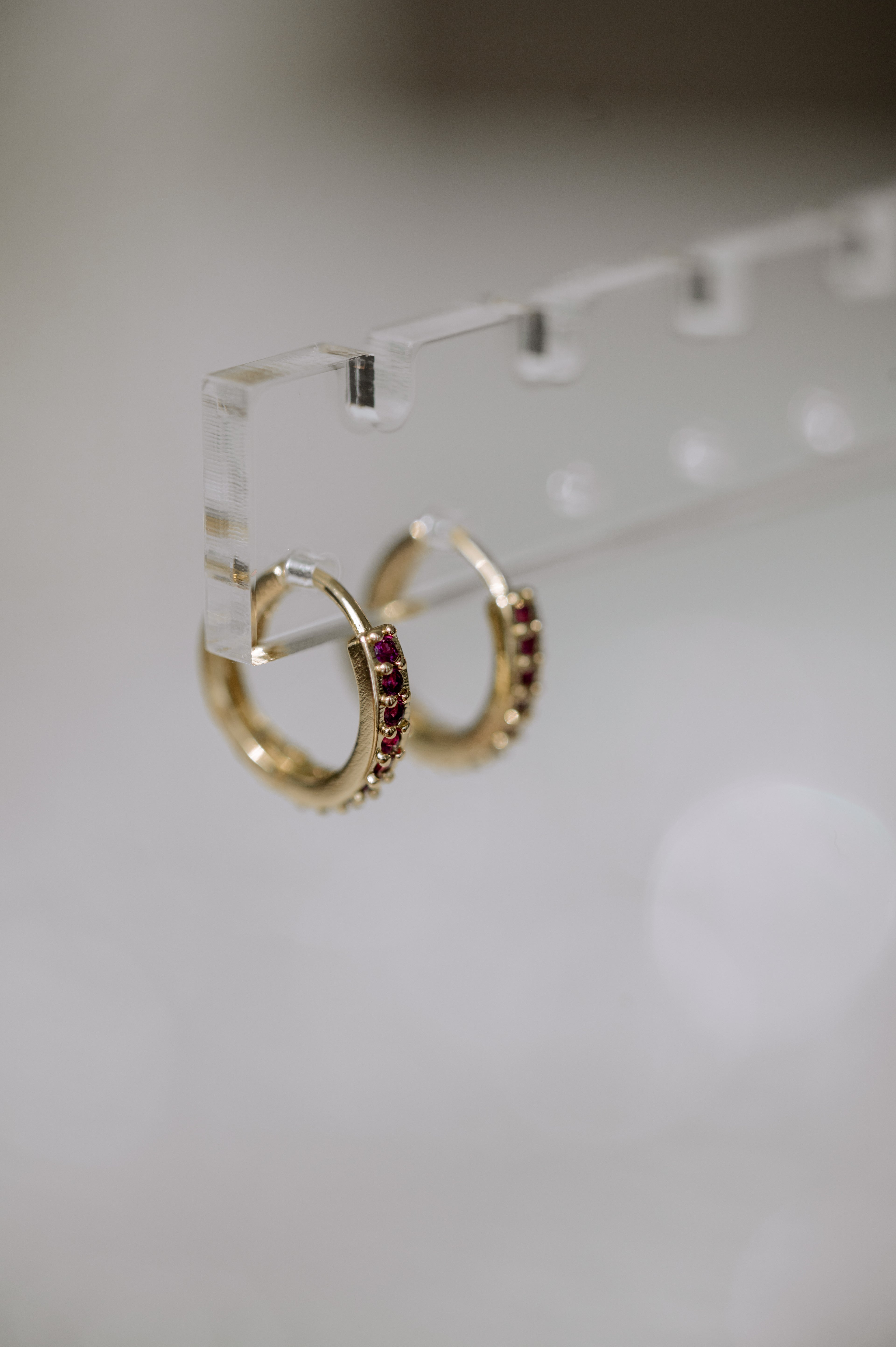 Pink CZ Hoop Earring