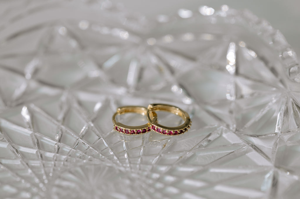 Pink CZ Hoop Earring