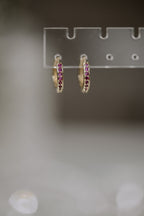 Pink CZ Hoop Earring