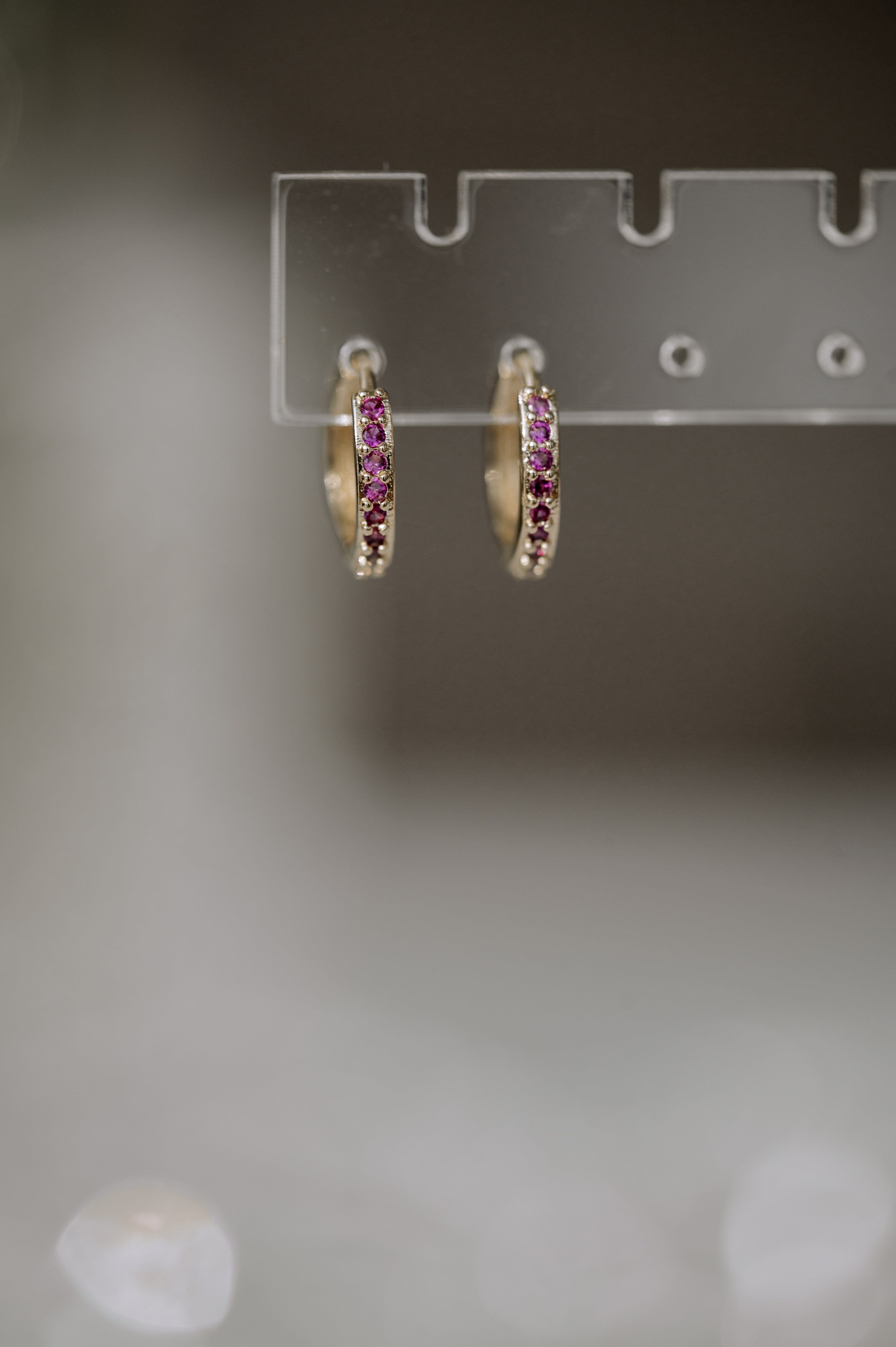 Pink CZ Hoop Earring