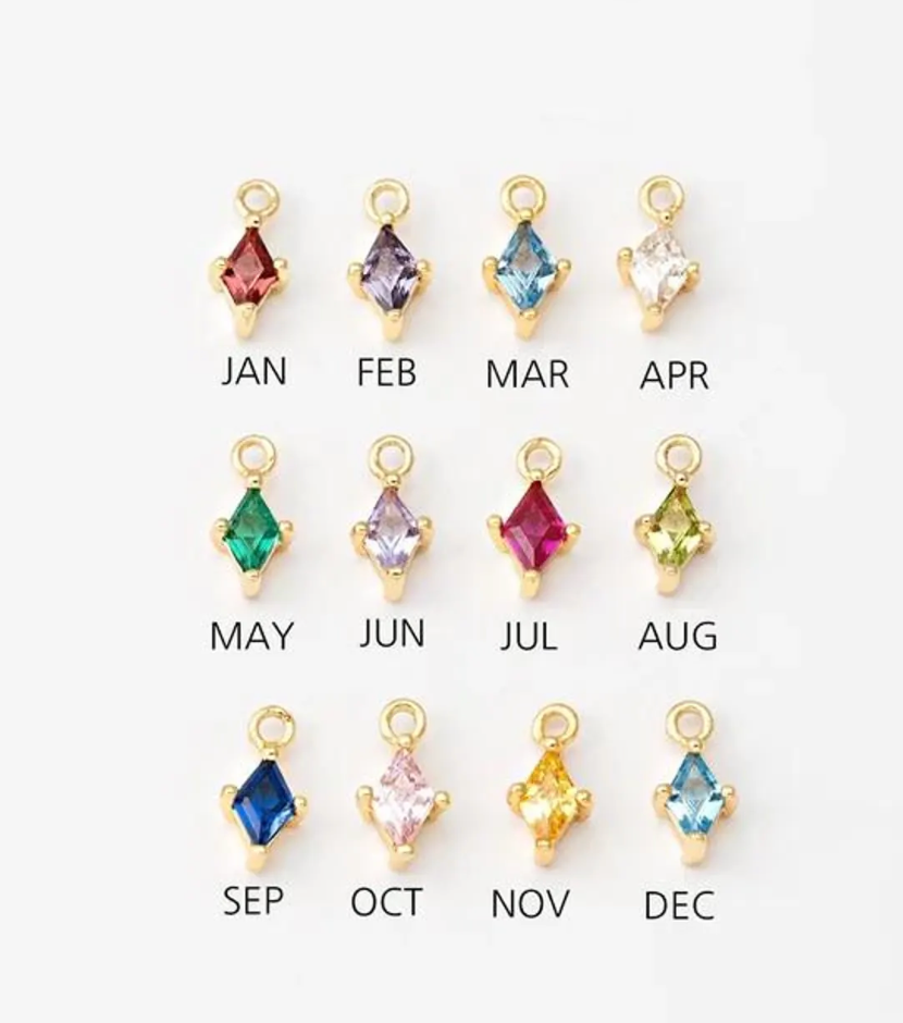 Birthstone Add-On Charm Dainty Diamond Shape
