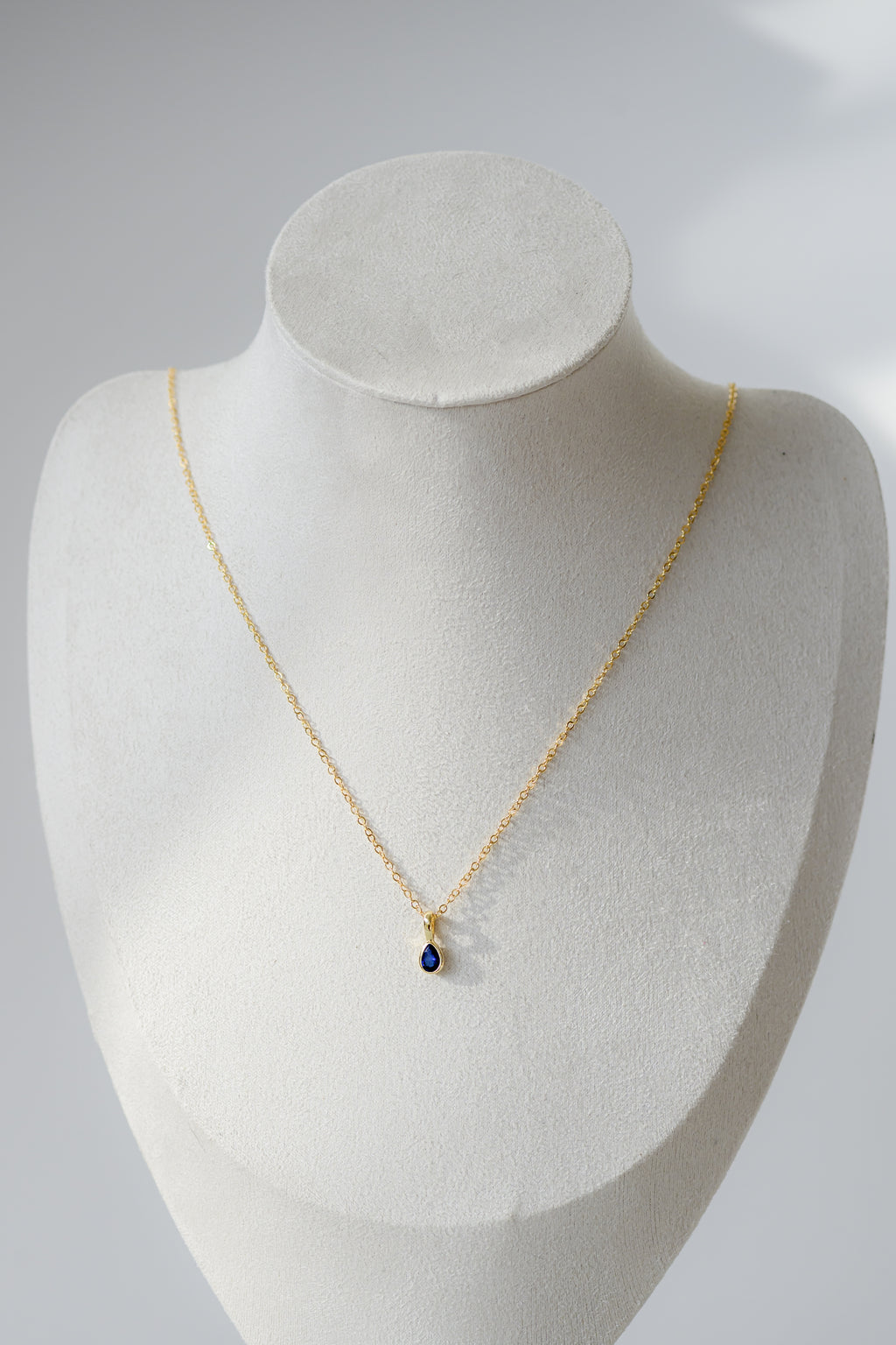 Birthstone Necklace - Teardrop Bezel Stone