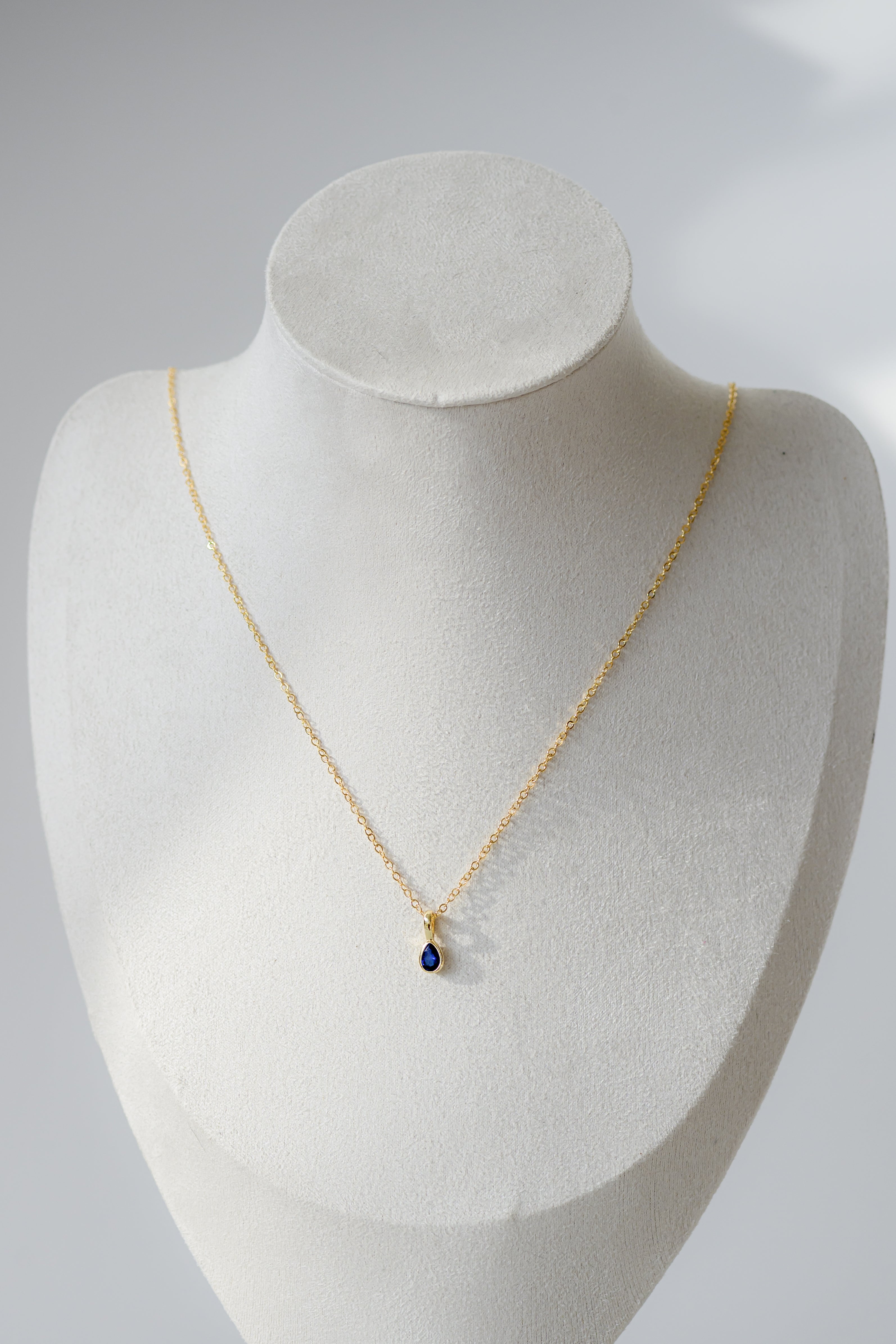 Birthstone Necklace - Teardrop Bezel Stone