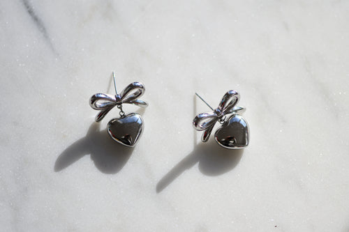 Bow + Heart Earrings