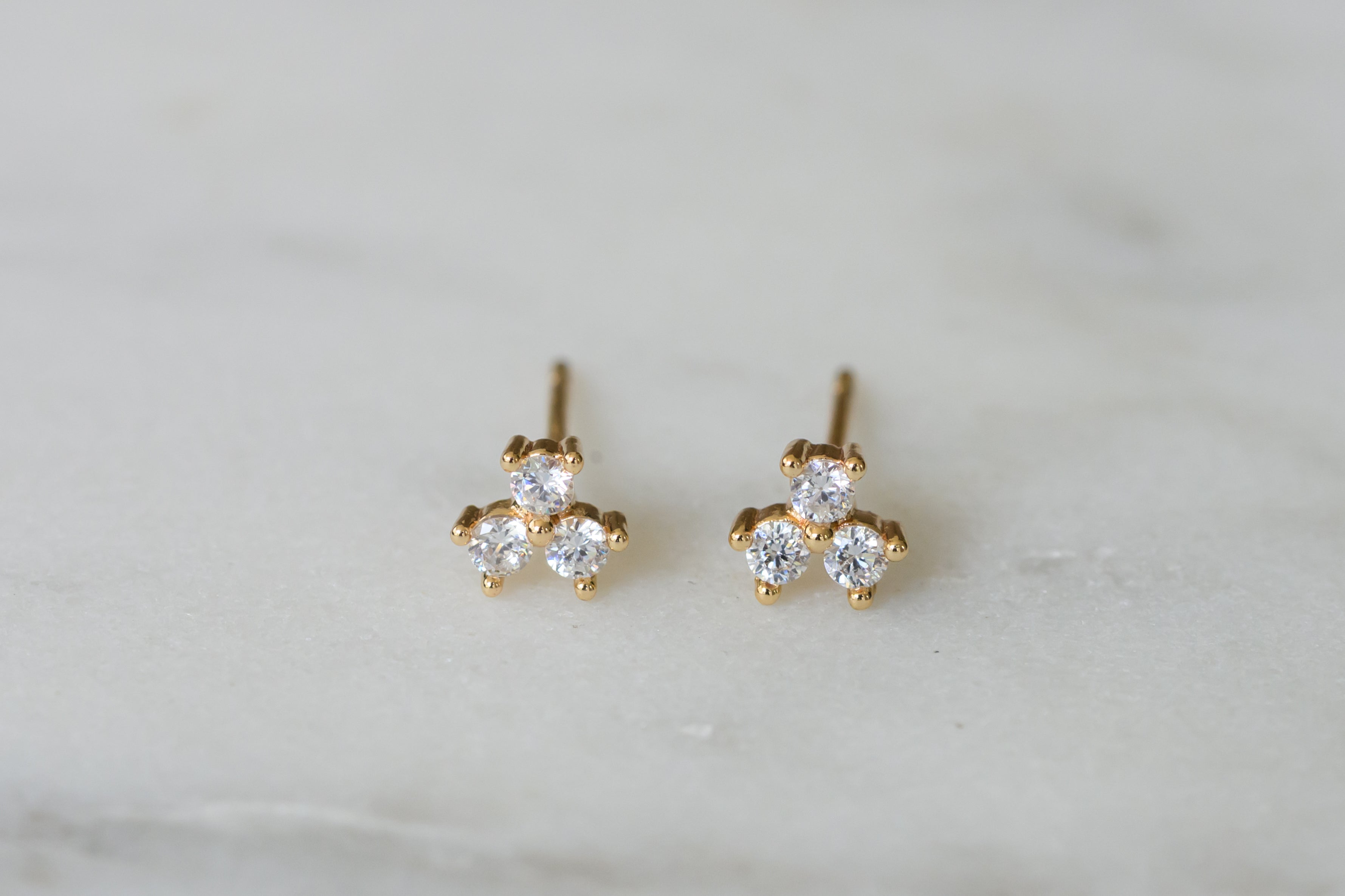Trinity Stone Stud Earrings