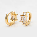 Tri-Stone CZ Huggie Earrings