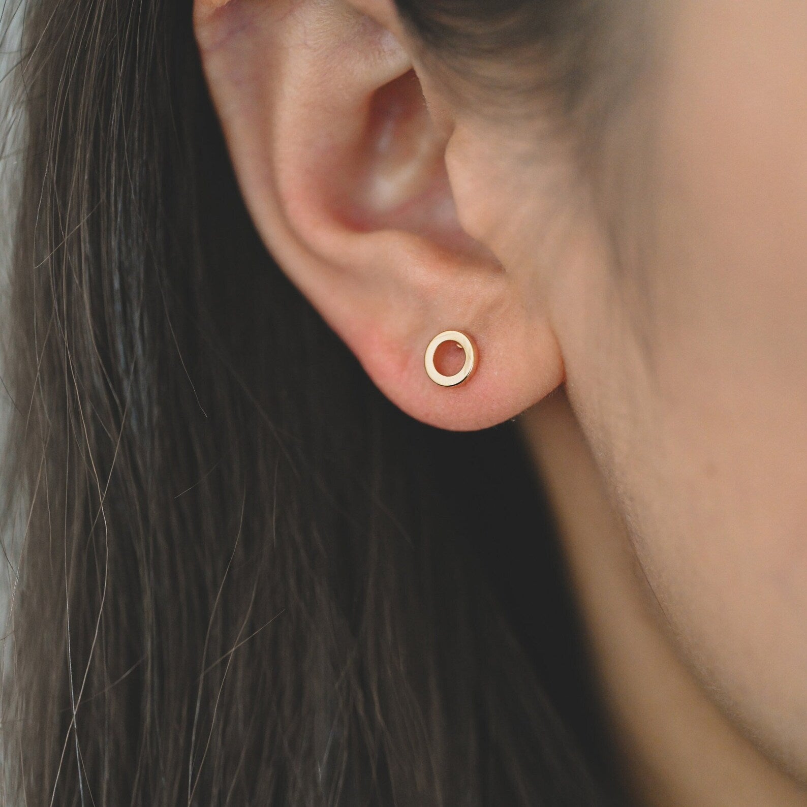 Dainty Open Circle Stud Earrings