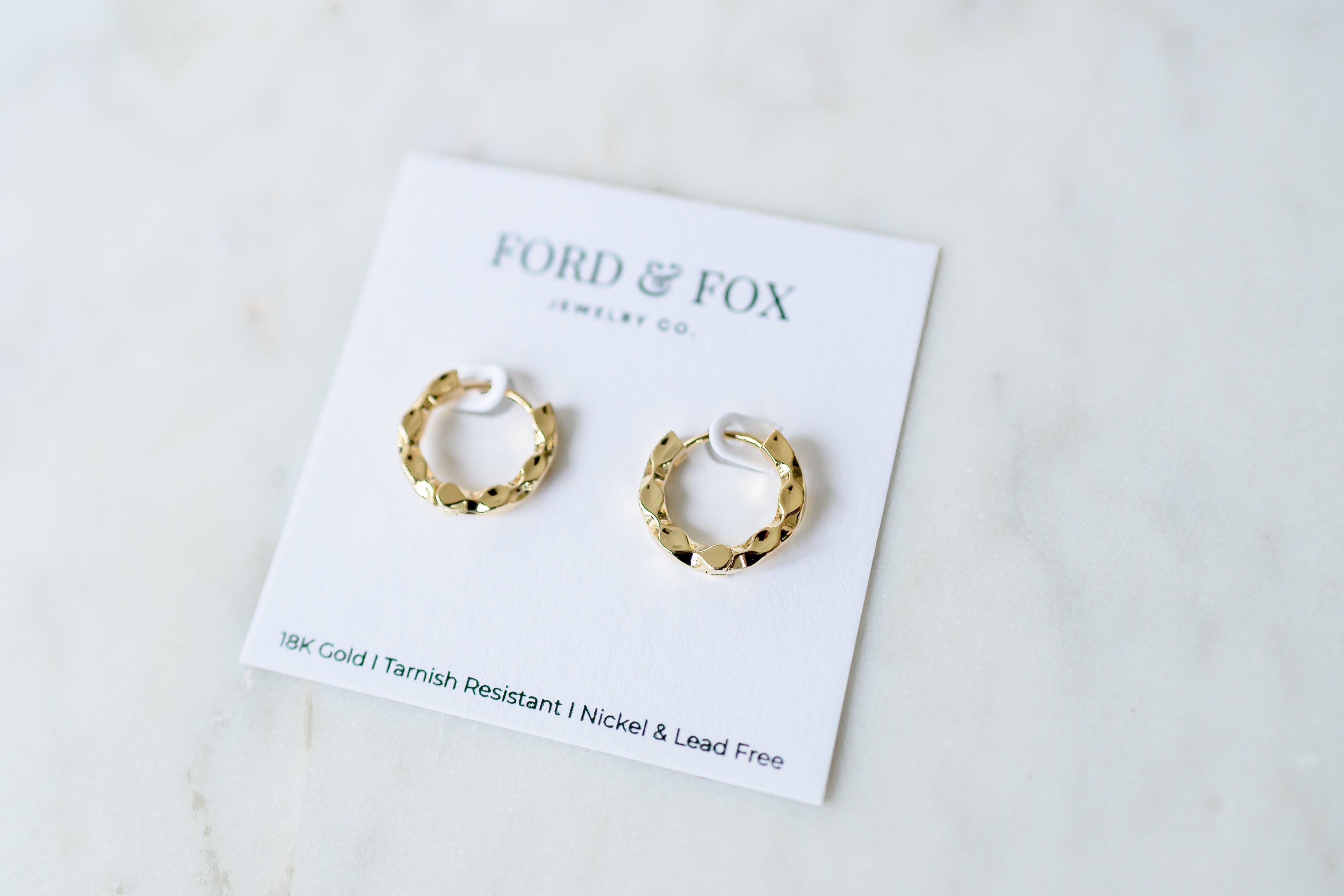 Twist N Hammered Hoop Earrings