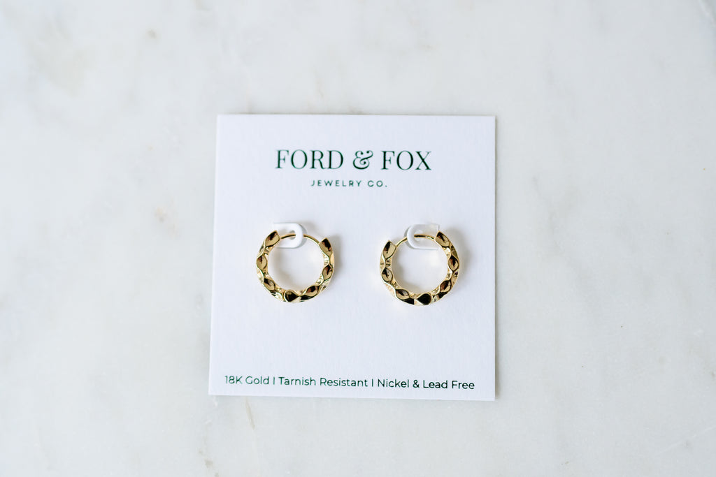 Twist N Hammered Hoop Earrings