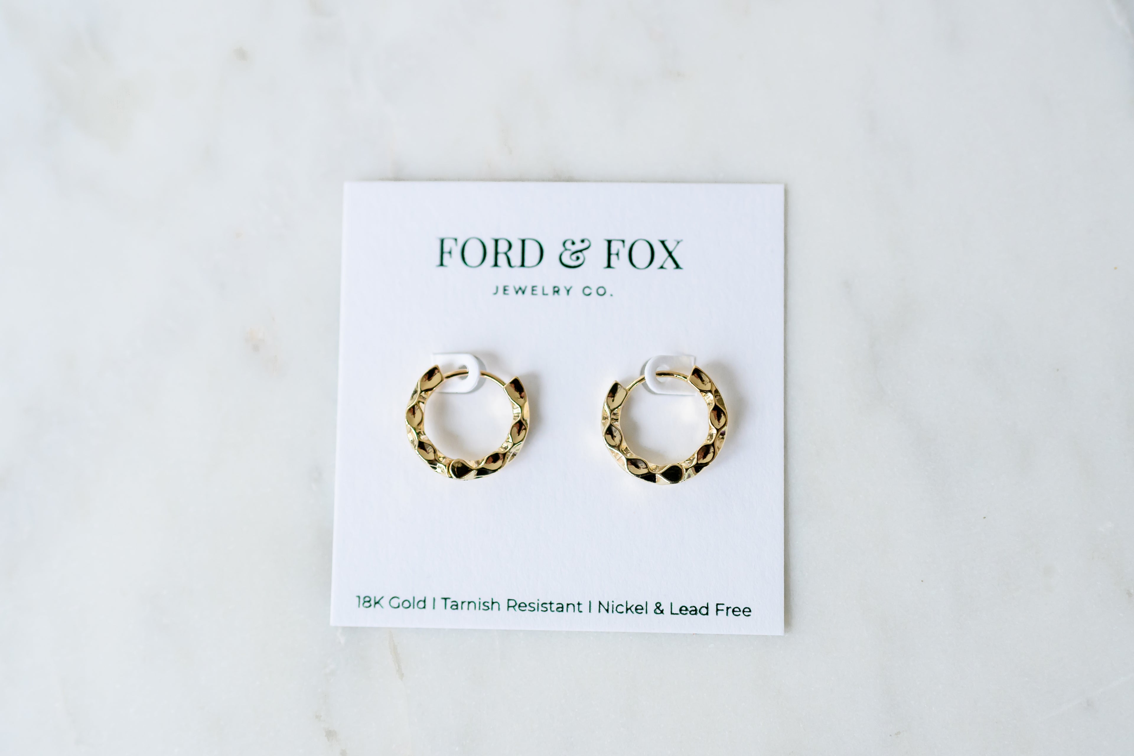 Twist N Hammered Hoop Earrings